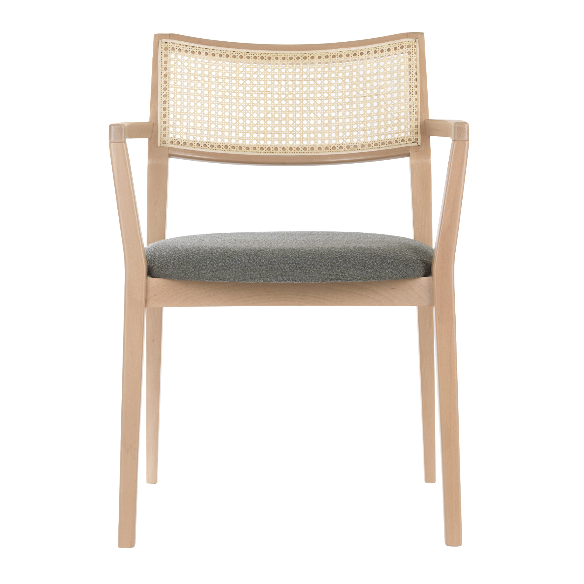 Armchair with cane back and upholstered seat B-Malla