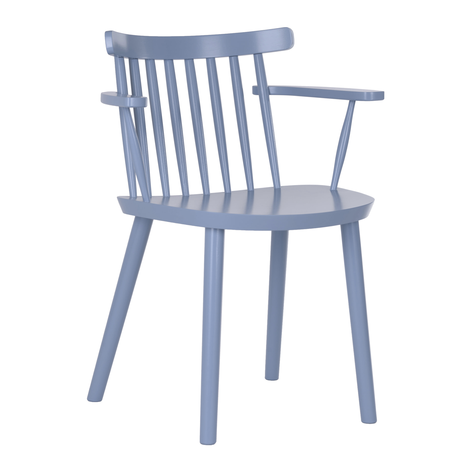 Wooden vertical slat back chair with armrests B-Pala