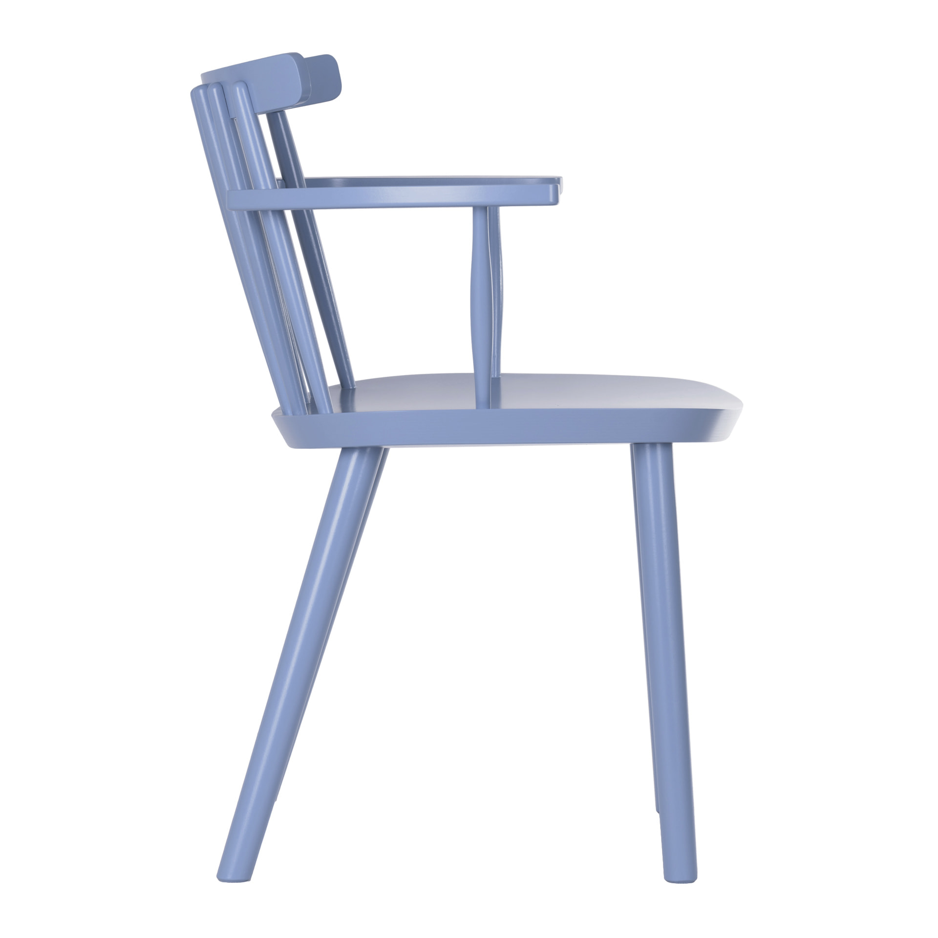 Wooden vertical slat back chair with armrests B-Pala