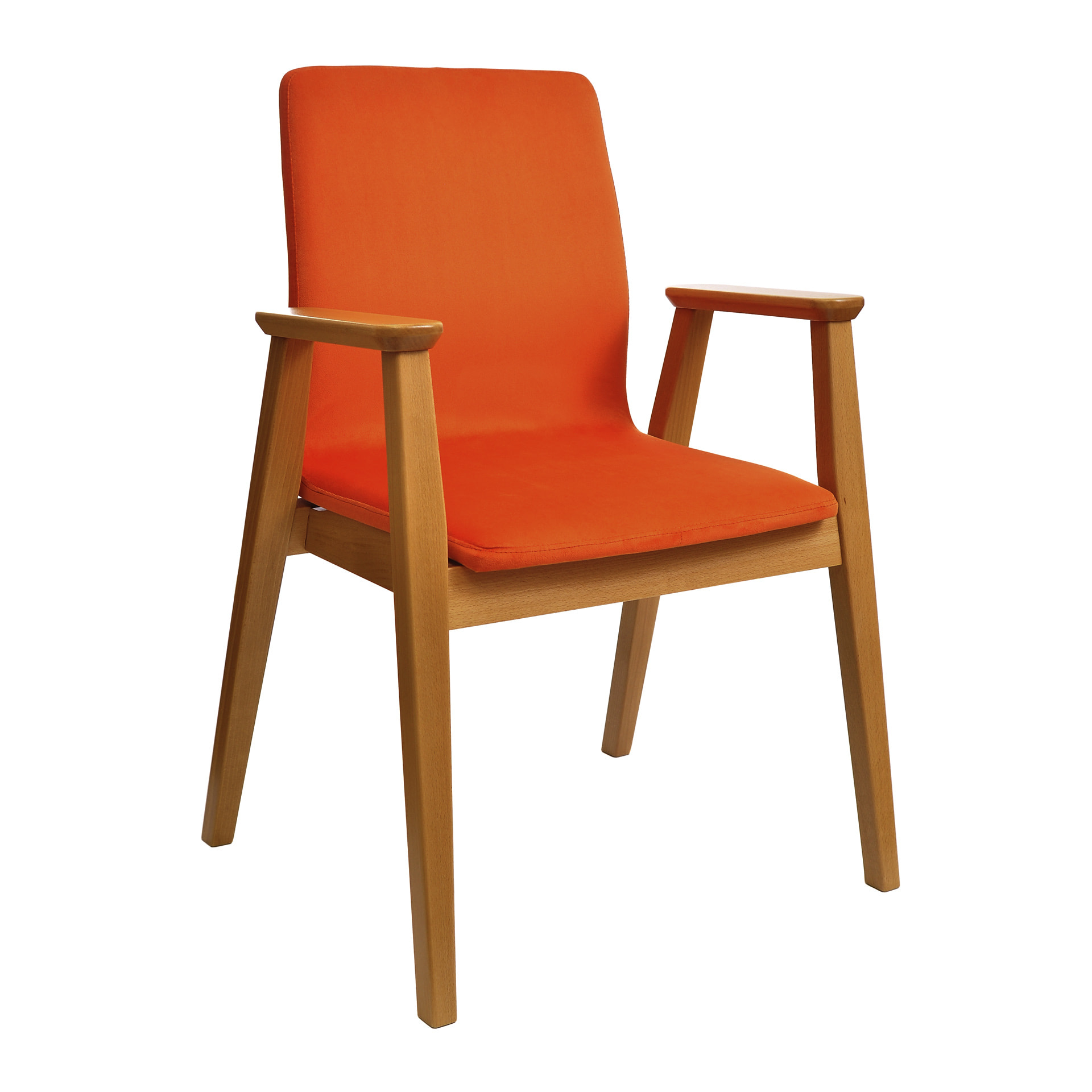 Upholstered wooden armchair