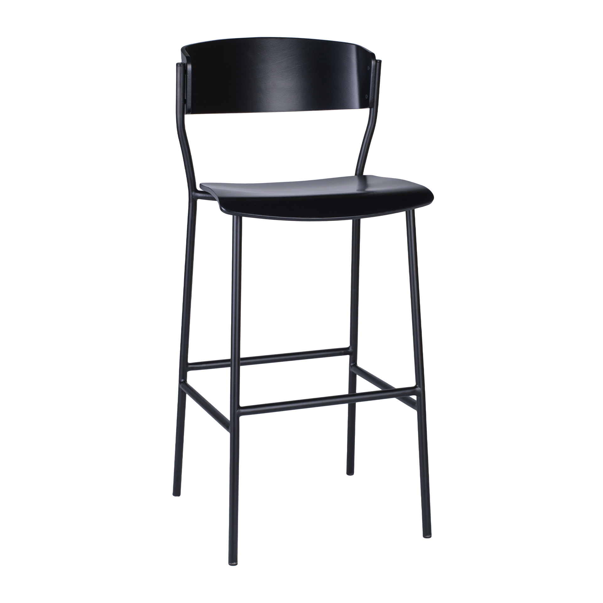 Metal bar stool with wooden shell