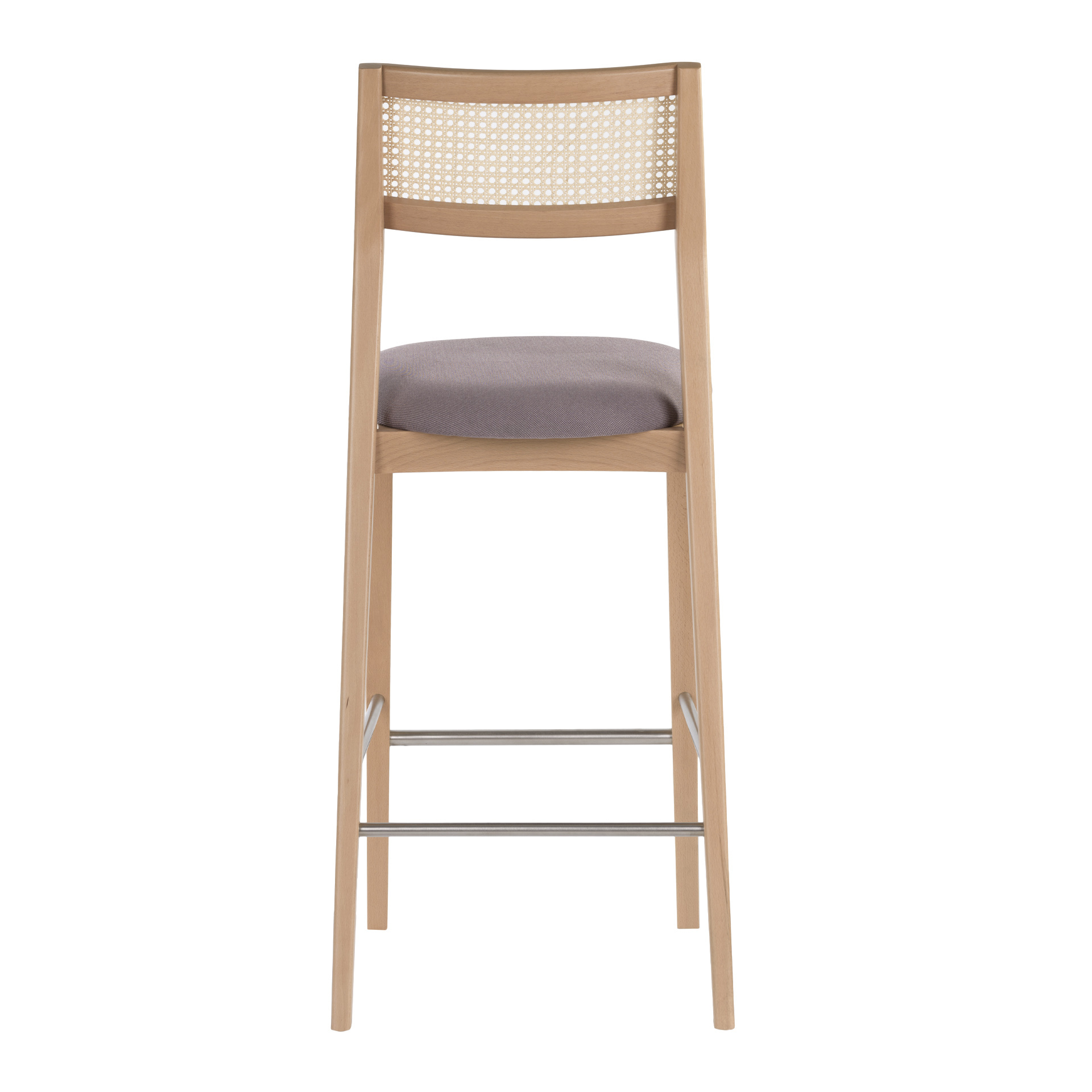 Beech cane back high stool with upholstered seat H-Malla
