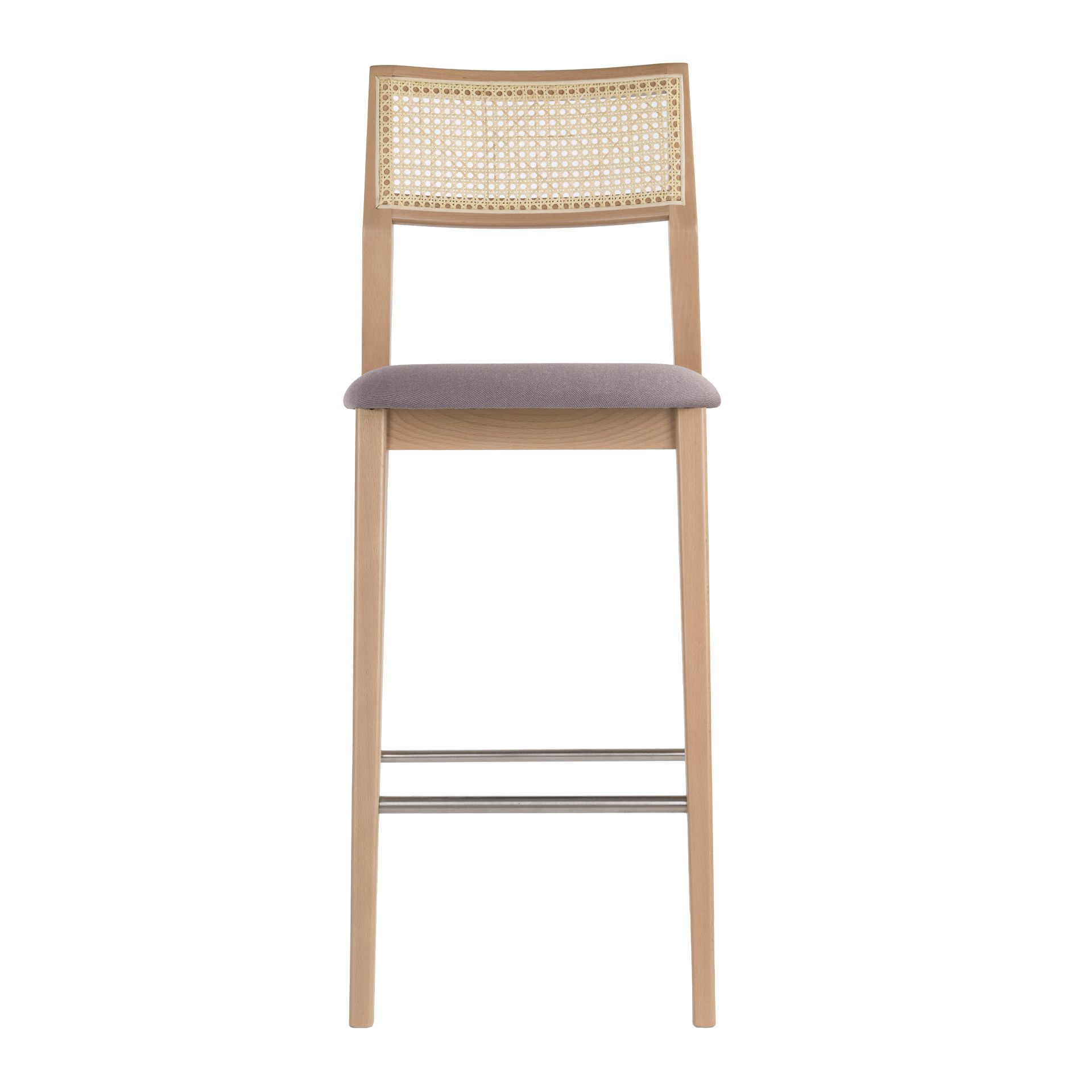 Beech cane back high stool with upholstered seat H-Malla