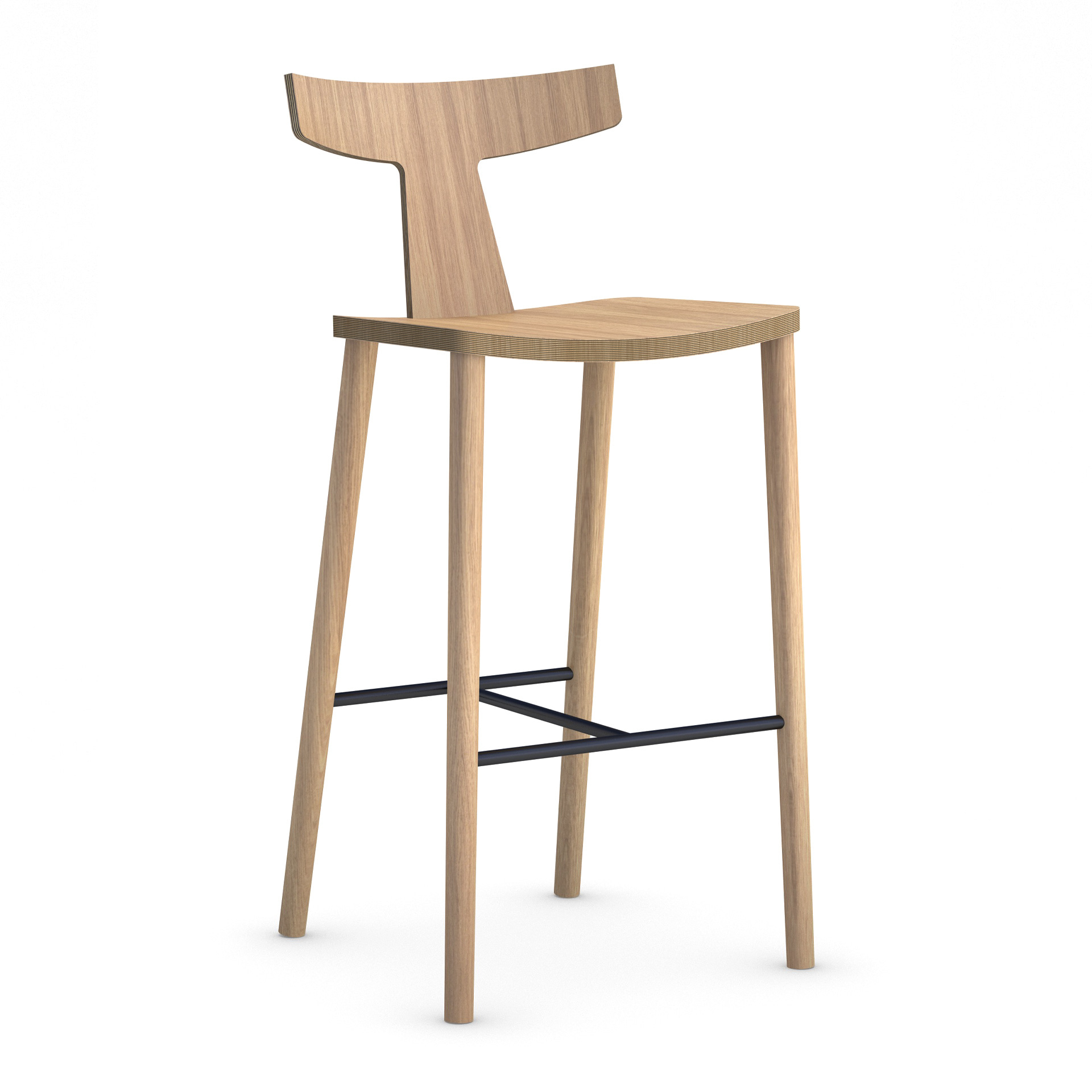 Scandinavian wooden bar stool