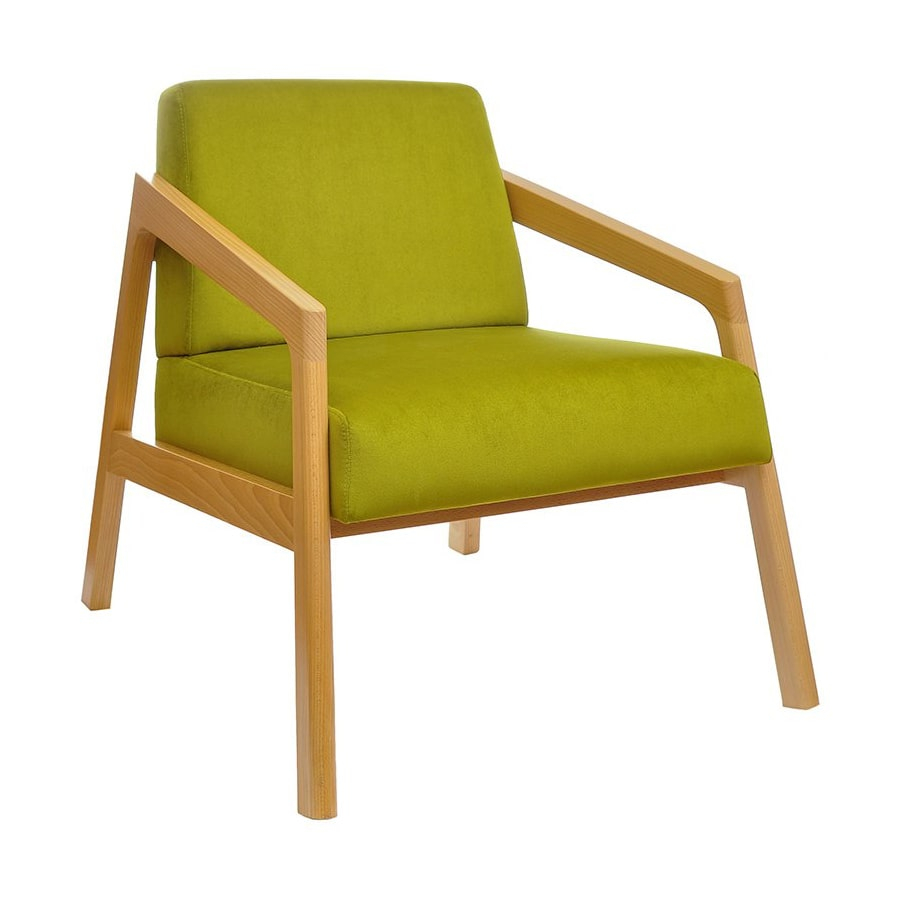 Wooden upholstered armchair B-Coin