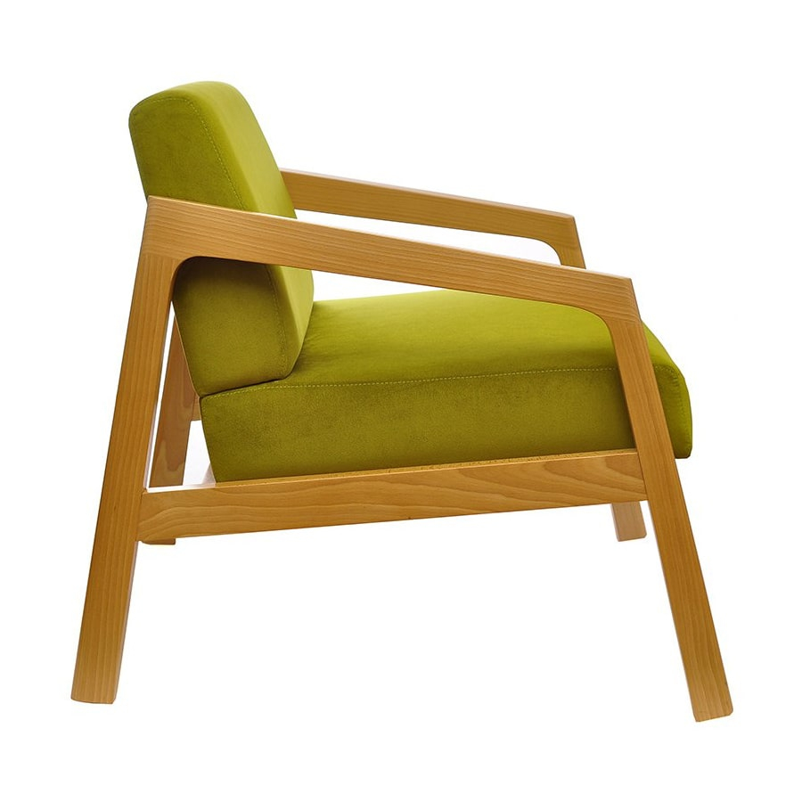 Wooden upholstered armchair B-Coin