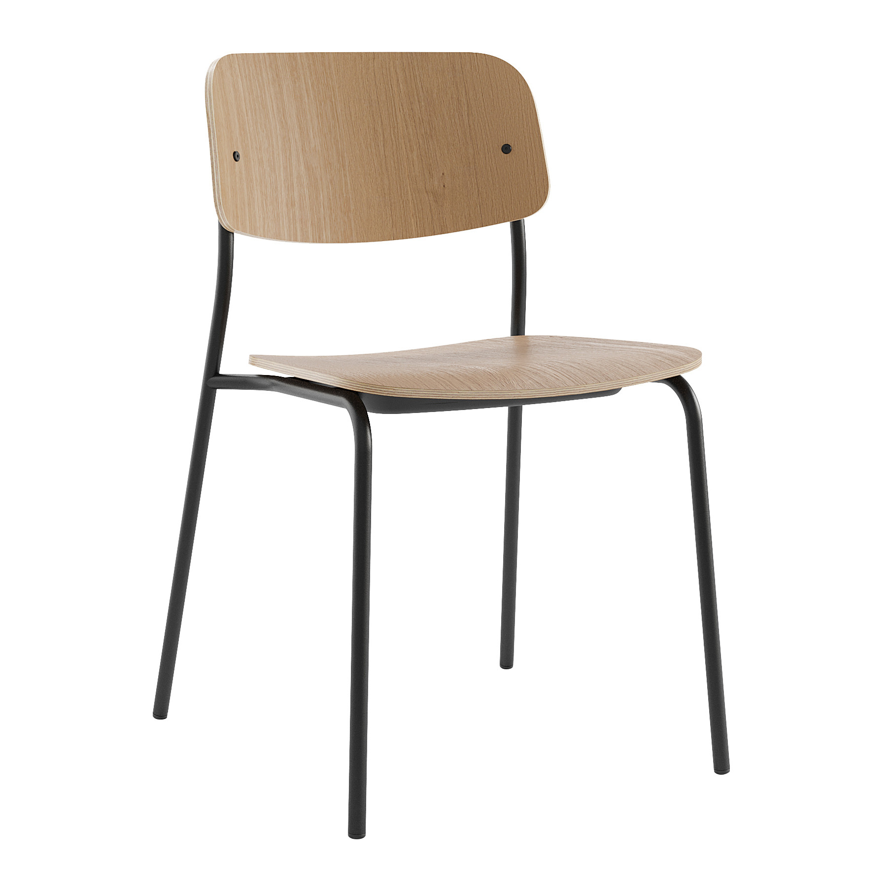 Metal chair with wooden shell