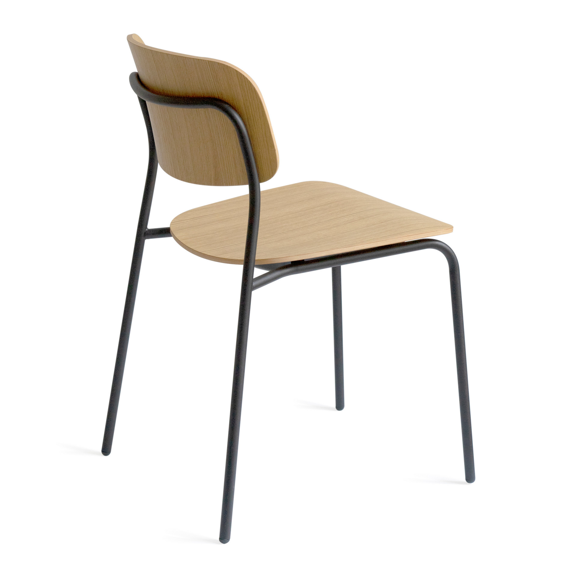 Metal frame chair with a seat and backrest in curved plywood A-Daily
