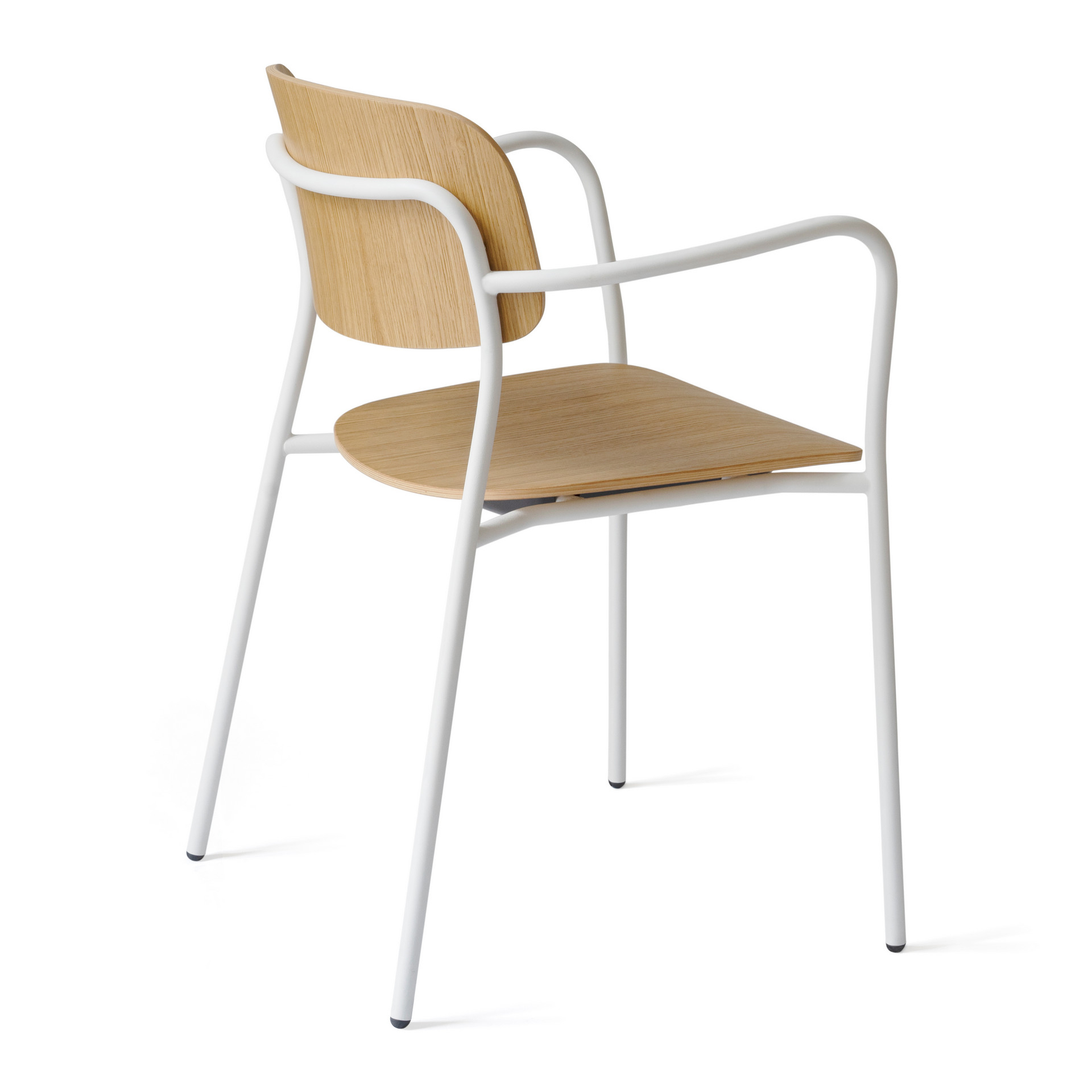 Metal armchair with wooden shell