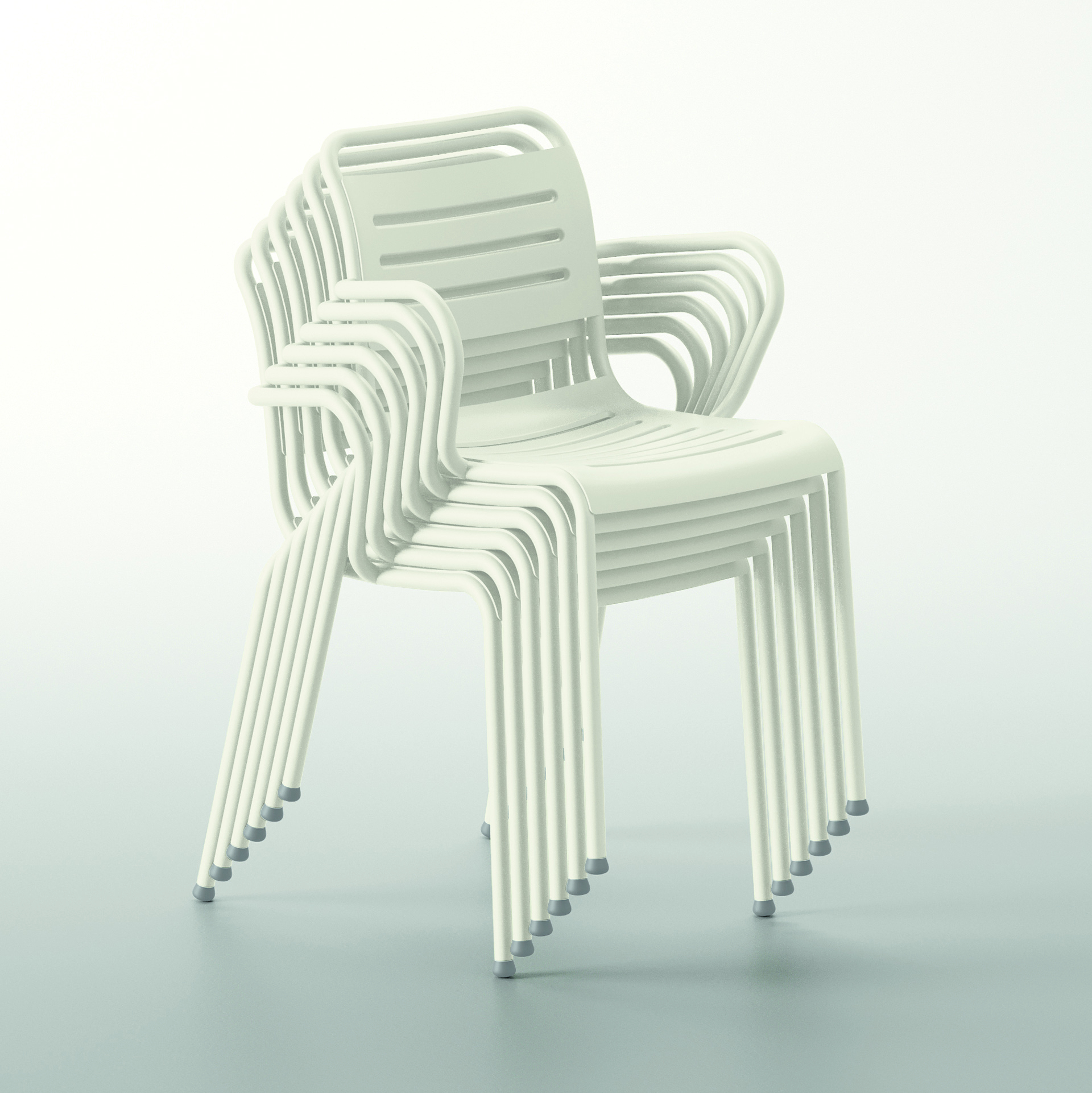 Aluminum stackable chair with armrests B-Real