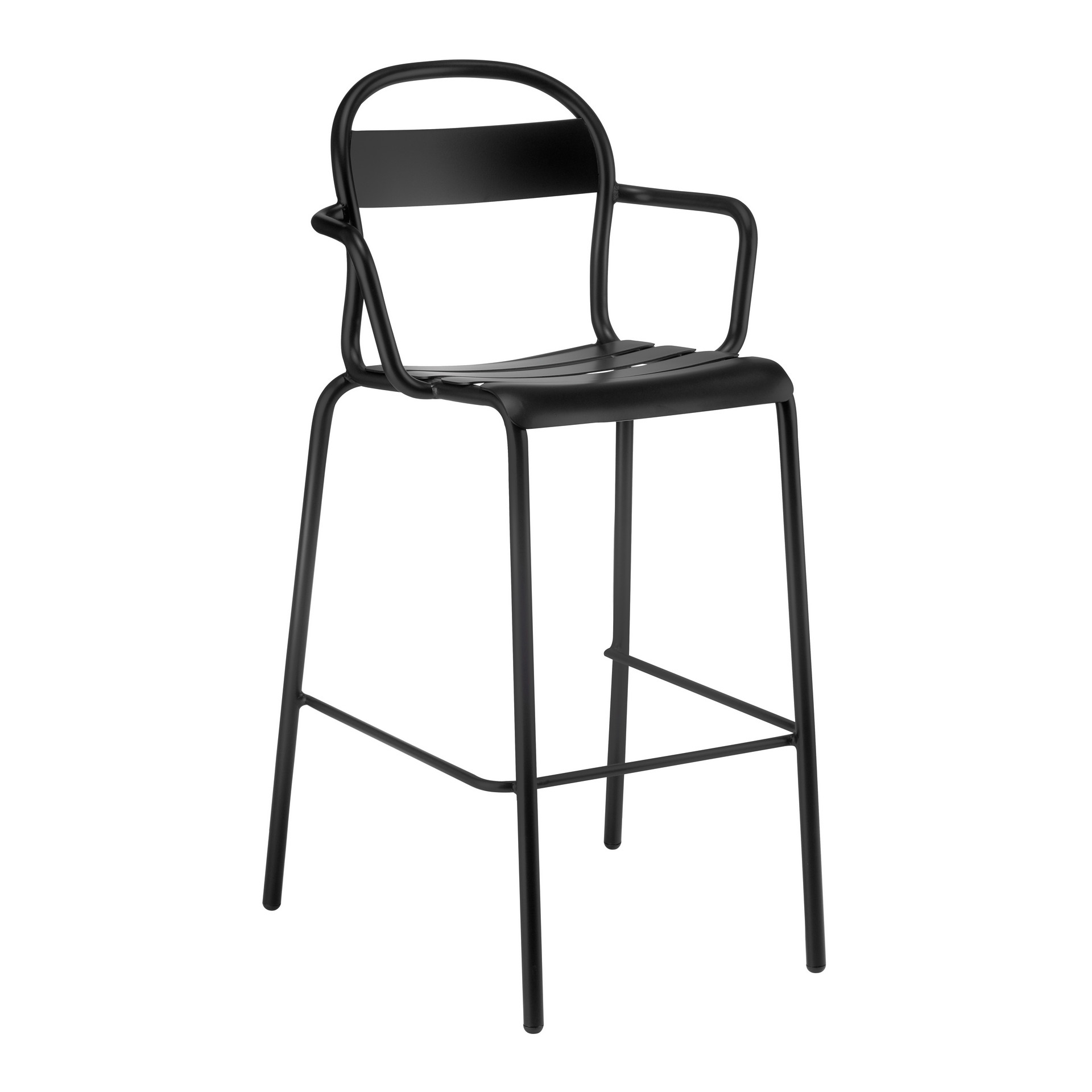 Aluminium bar stool with armrests H-Stecca B