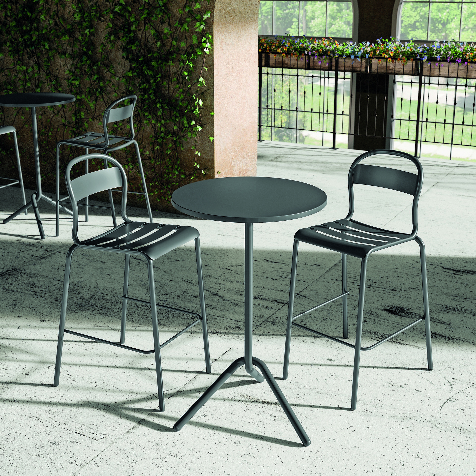 Aluminum stackable bar stool H-Stecca