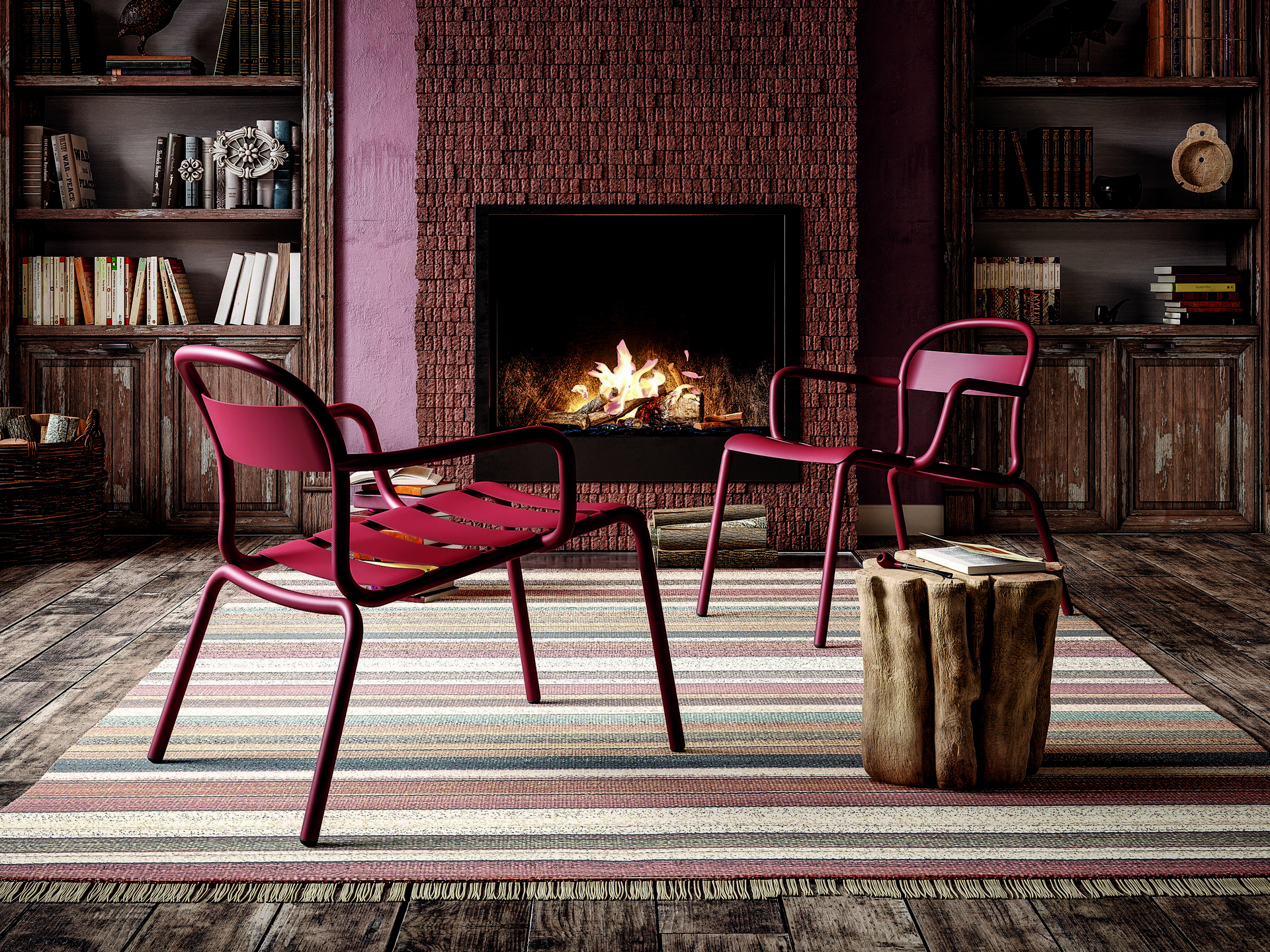 Aluminum stackable lounge armchair M-Stecca