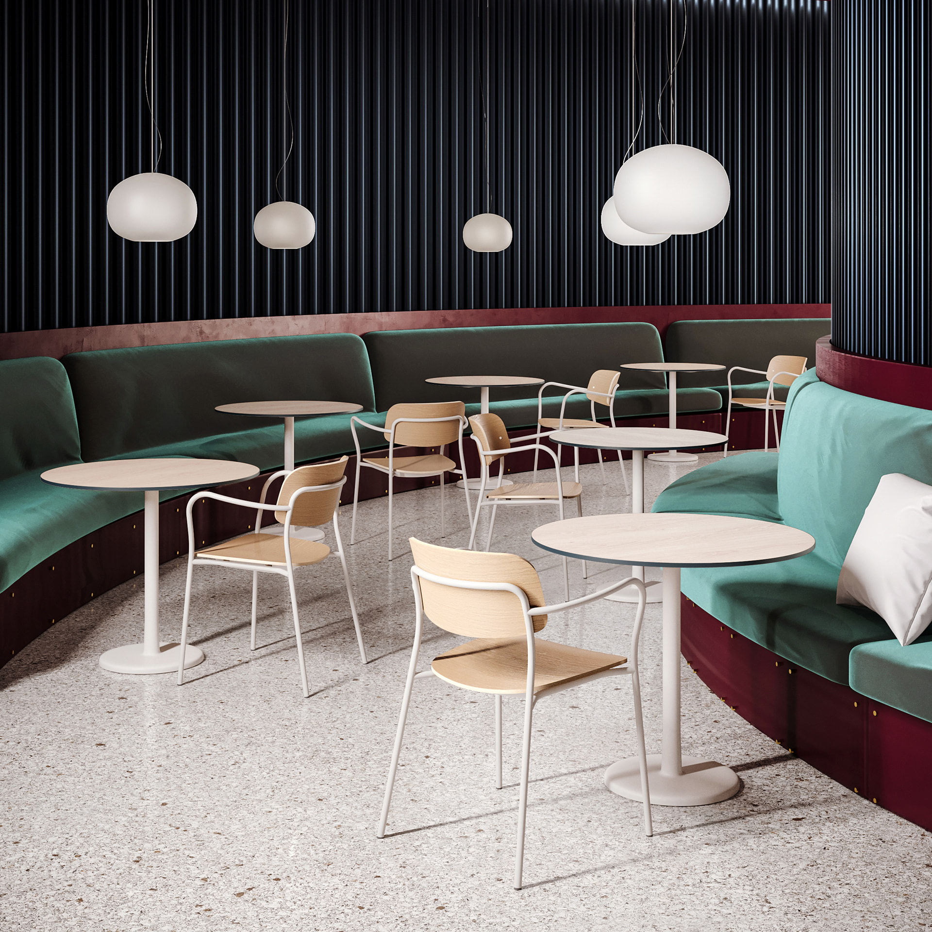 Metal frame armchair with a seat and backrest in curved plywood B-Daily