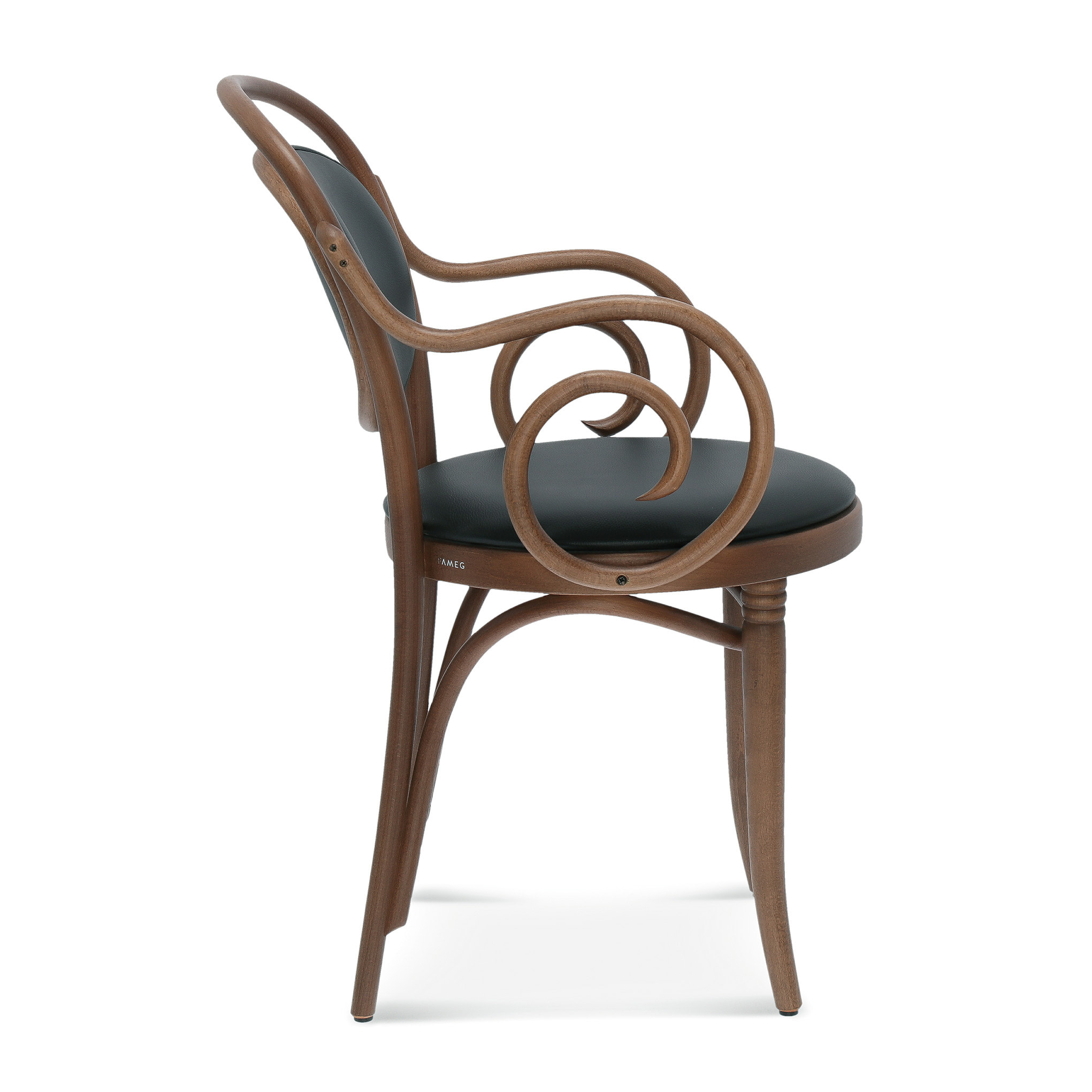 Bentwood armchair with upholstered or caned back and seat B-10