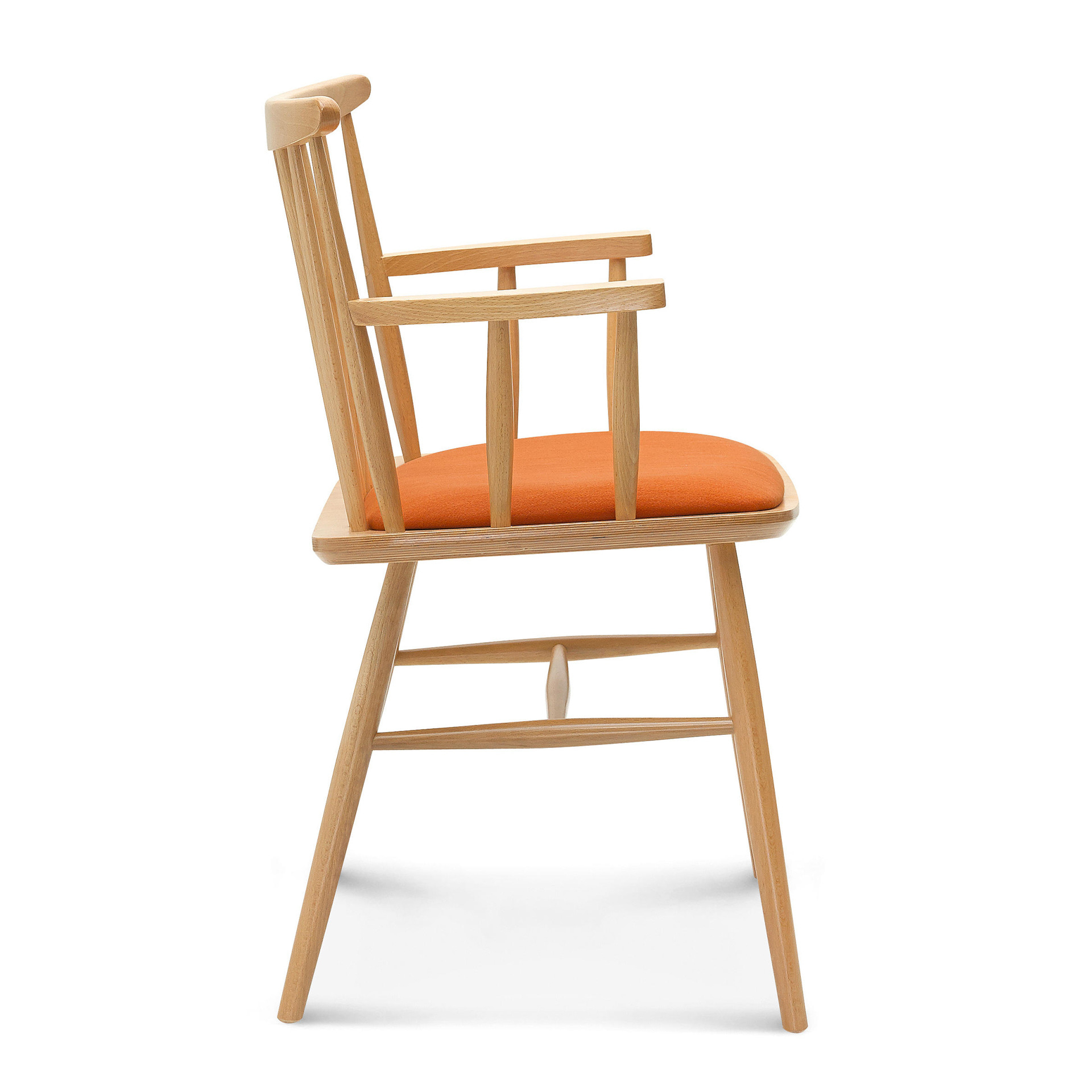Wooden armchair with vertical slat back B-3016