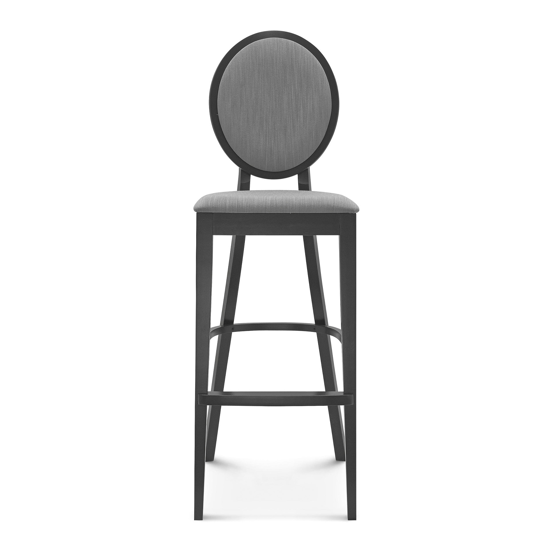 Wooden upholstered bar stool with round backrest H-3037