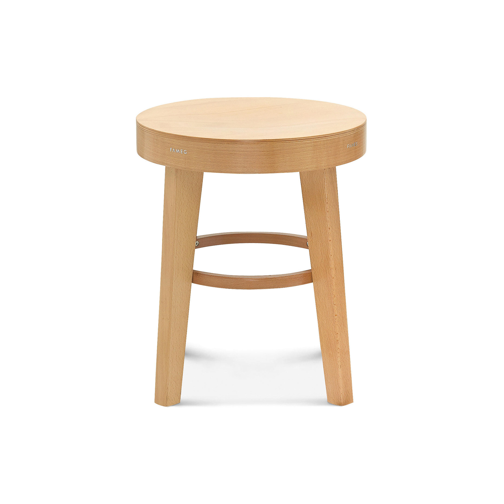 Wooden low stool with solid or upholstered seat C-3008