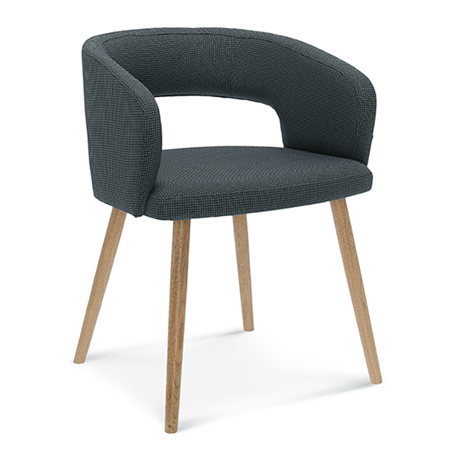 Fully upholstered wooden armchair B-3052