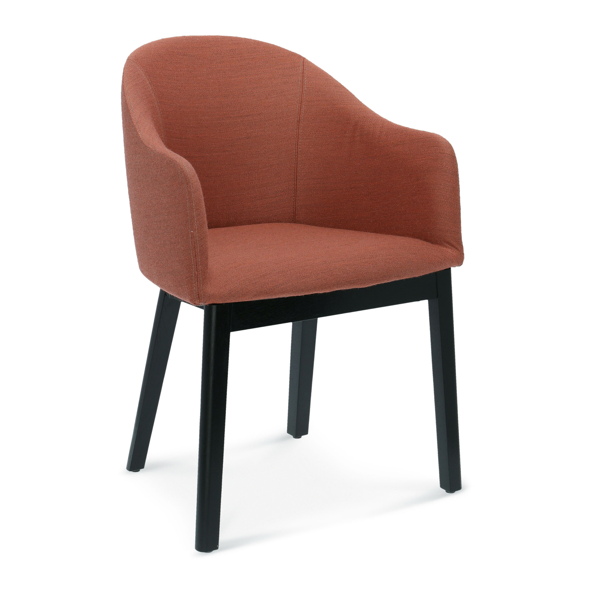 Fully upholstered wooden armchair