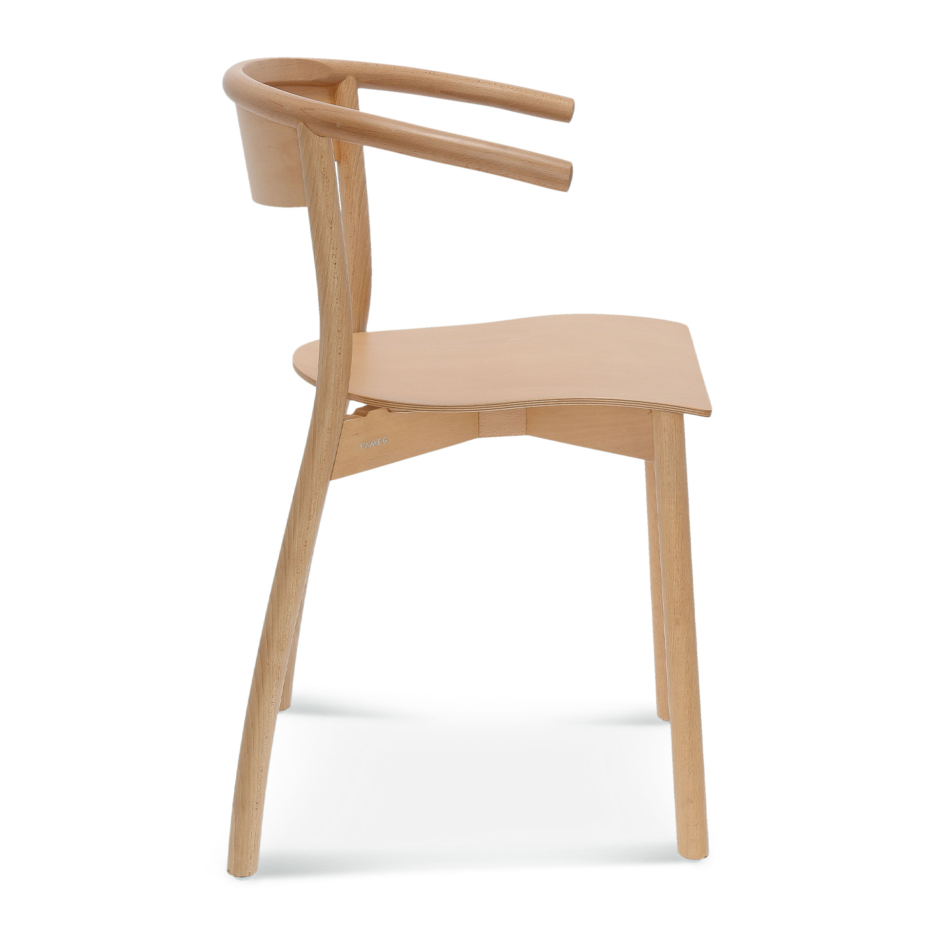 Stackable wooden chair with armrests B-3051