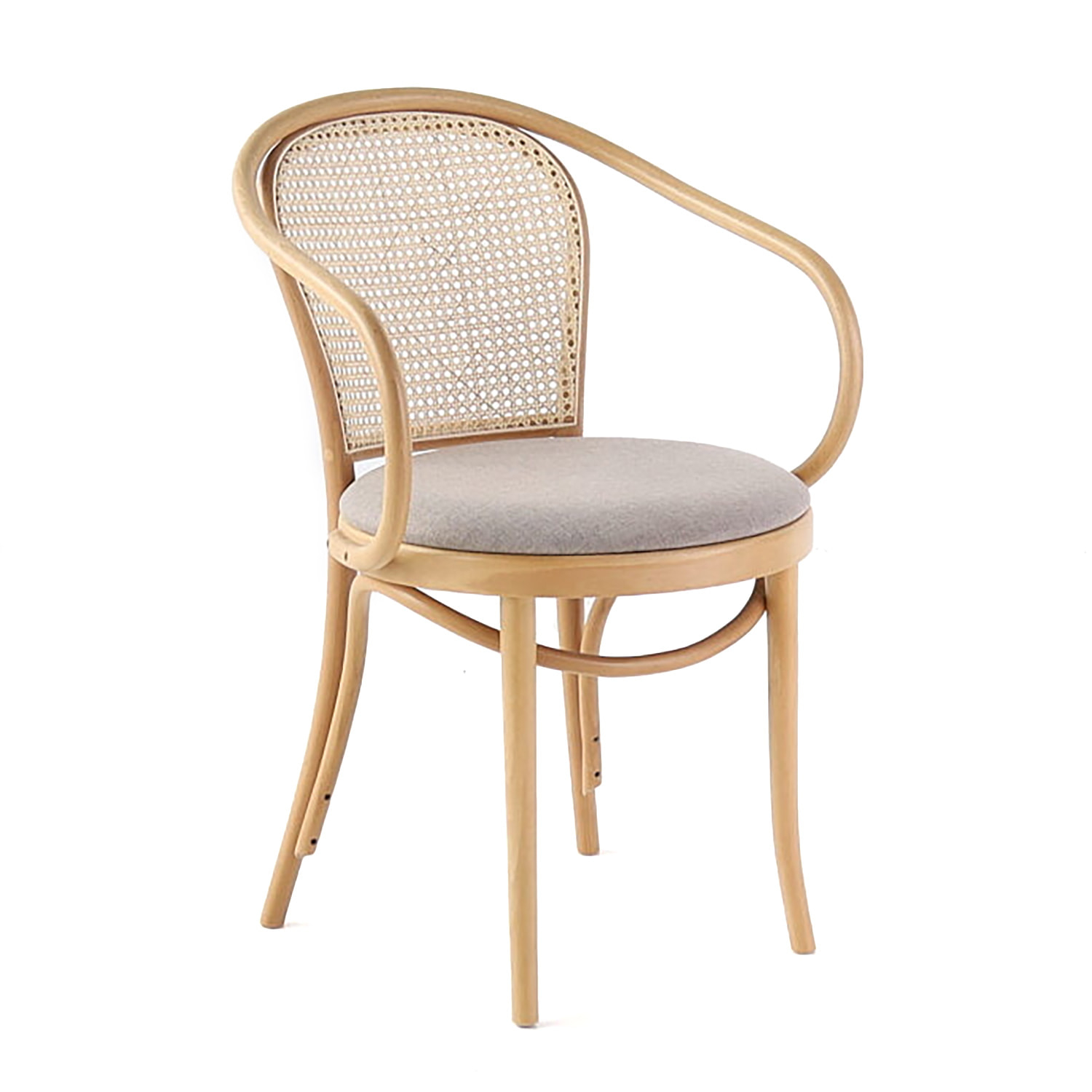 Bentwood armchair with straw backrest