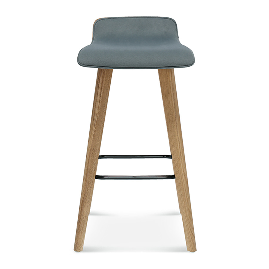 Taburete alto de haya con respaldo bajo tapizado H-3067