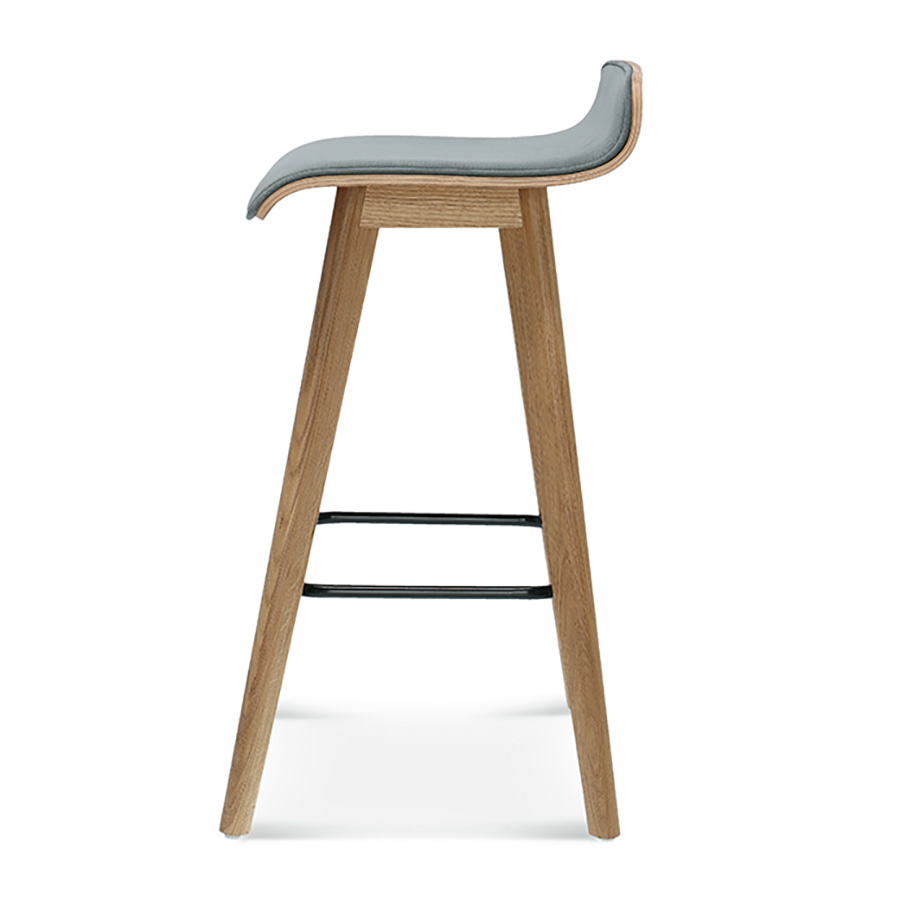 Taburete alto de haya con respaldo bajo tapizado H-3067