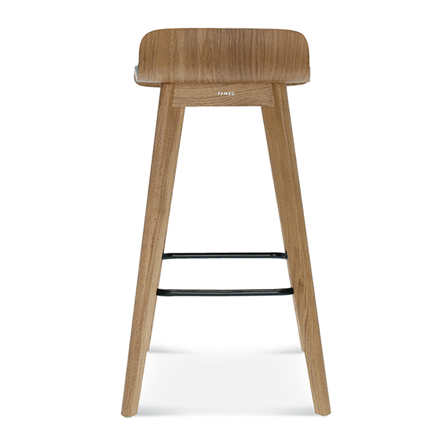 Taburete alto de haya con respaldo bajo tapizado H-3067