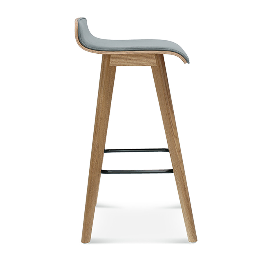 Taburete alto de haya con respaldo bajo tapizado H-3067