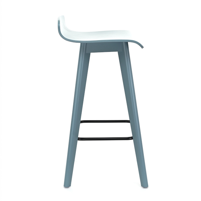 Taburete de bar de madera maciza con respaldo bajo H-3066