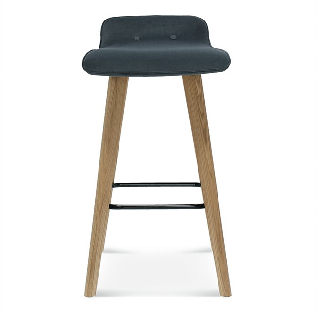 Taburete alto de haya con respaldo bajo tapizado H-3066