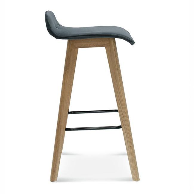 Taburete alto de haya con respaldo bajo tapizado H-3066