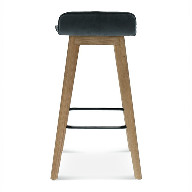 Taburete alto de haya con respaldo bajo tapizado H-3066
