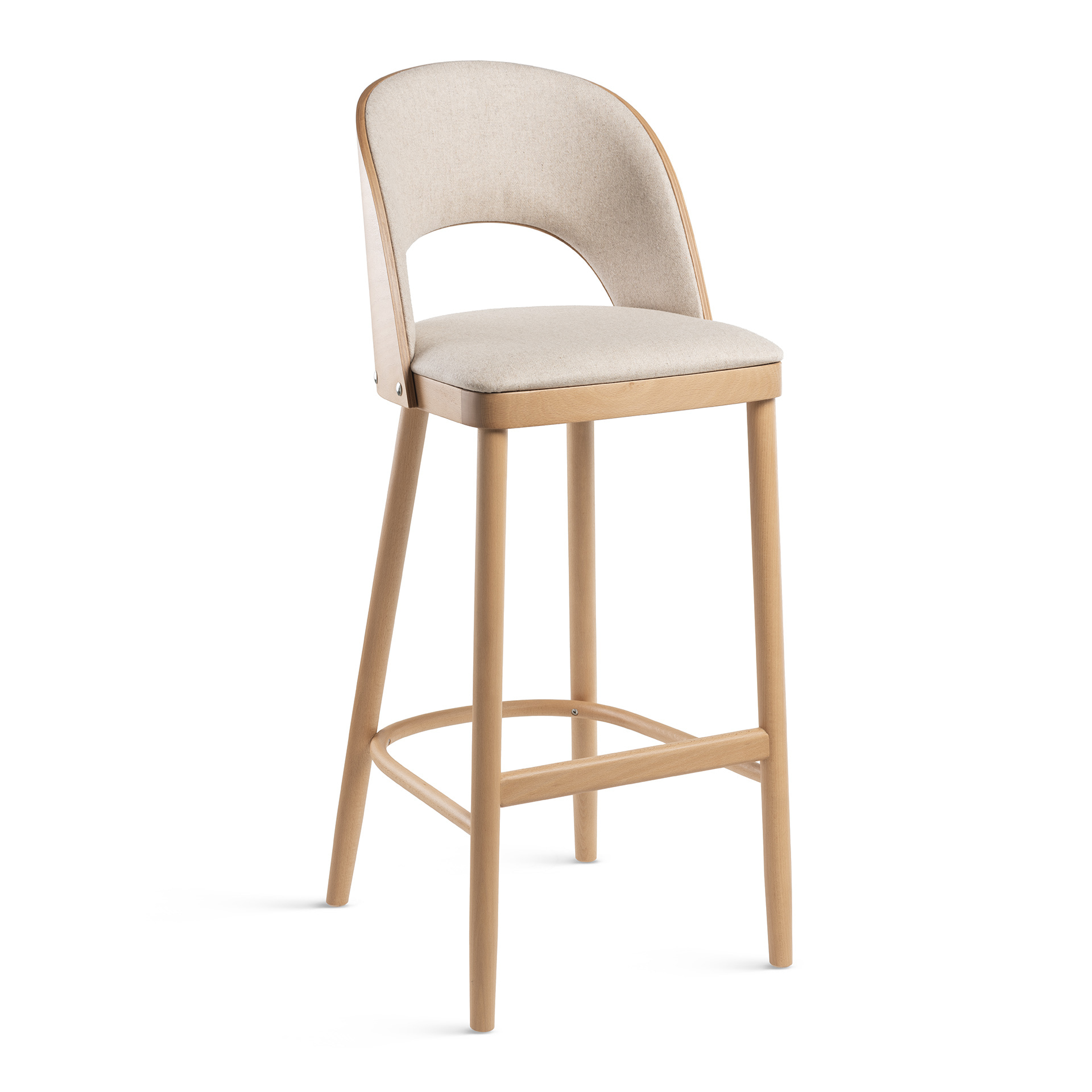 Upholstered wooden bar stool H-3044