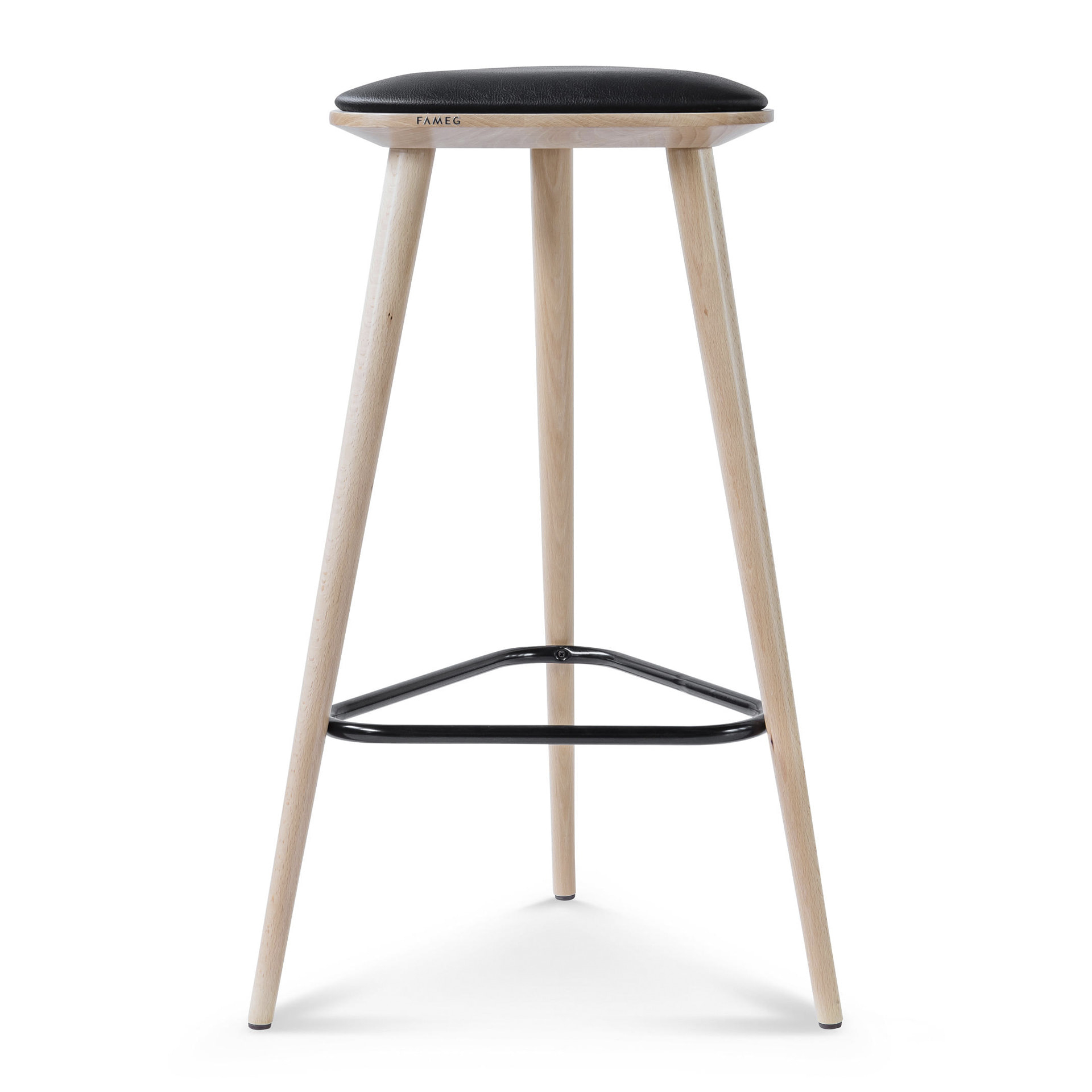 Three legged wooden counter stool
