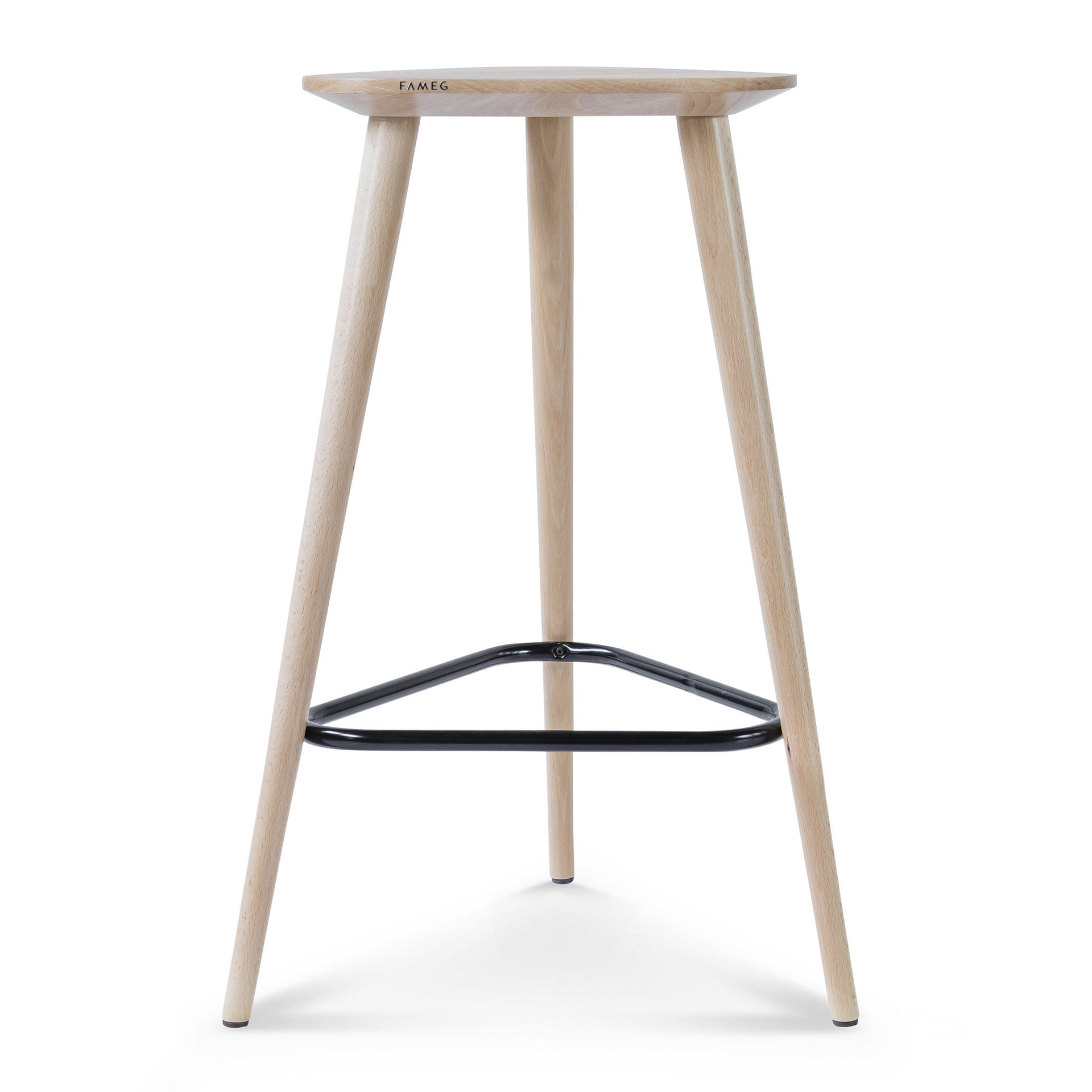 Three-legged beech wood stool C-3056