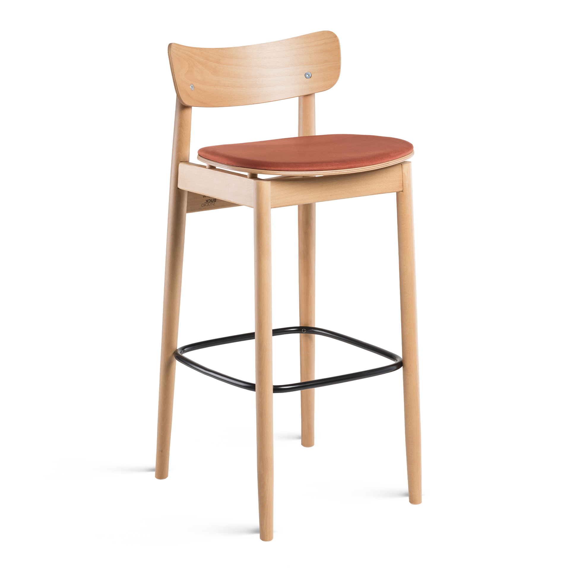 Taburete de bar de madera con asiento macizo o acolchado Nopp