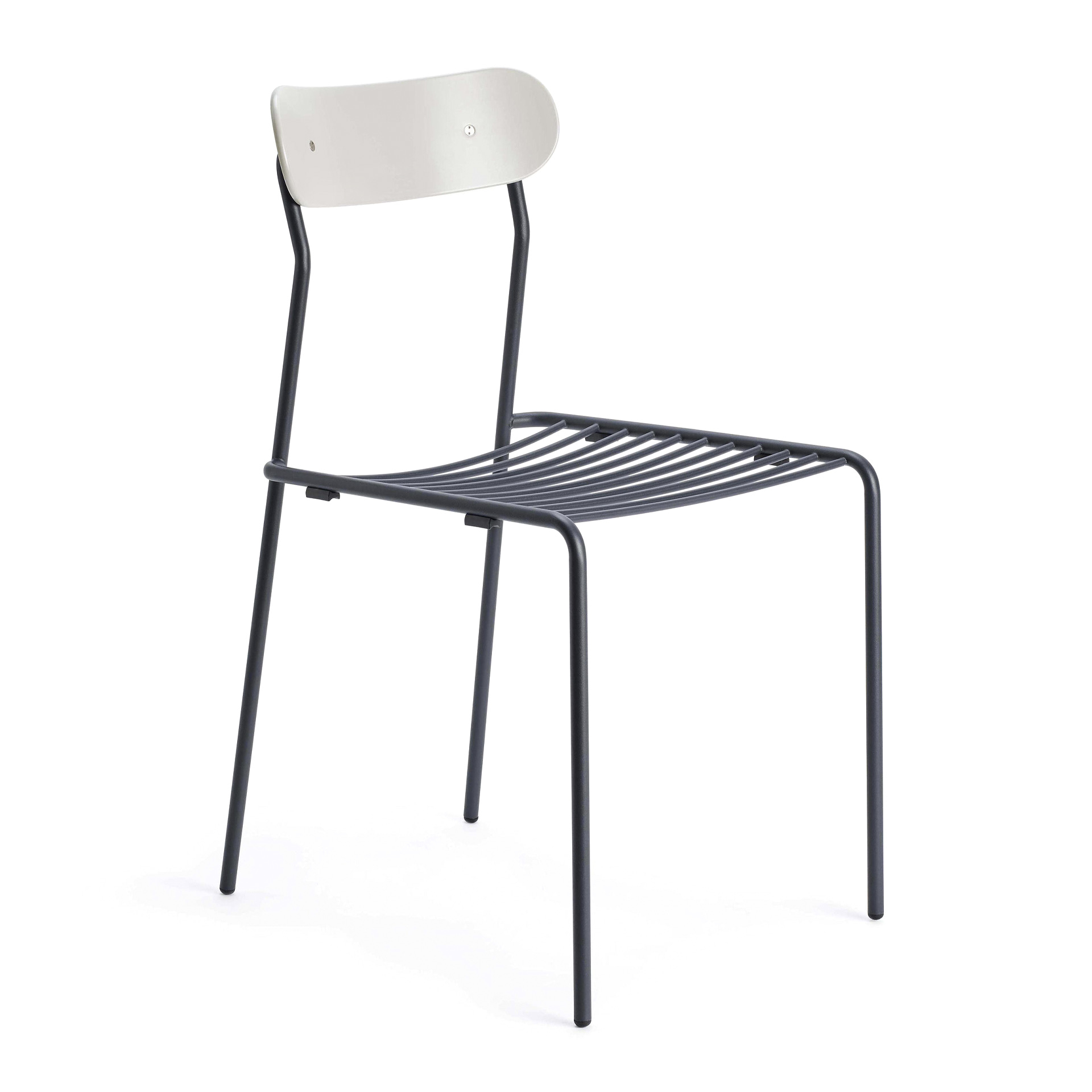 Patio metal chair with plastic back