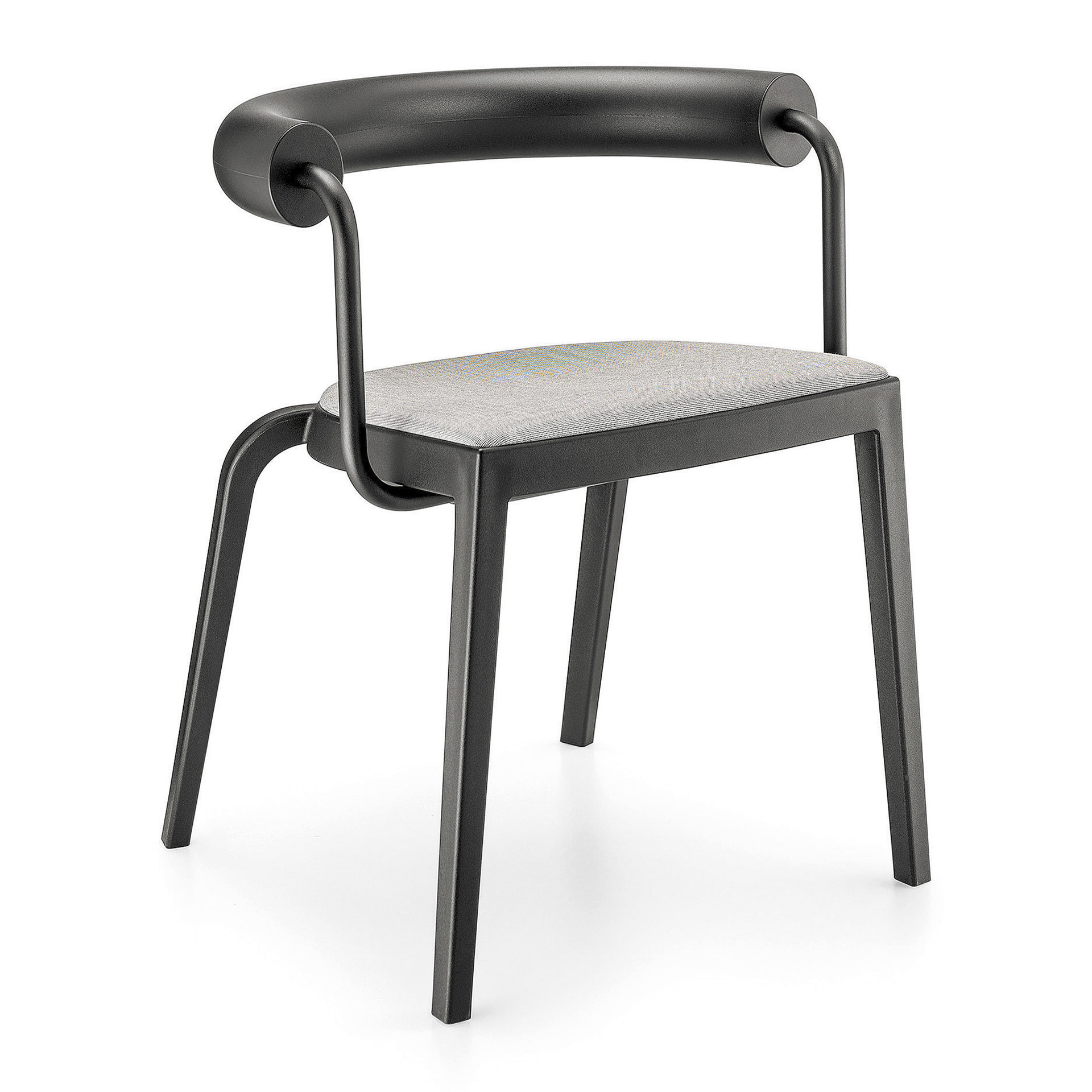 Polypropylene chair with polyurethane backrest and arms steel support A-Bi 20s uph