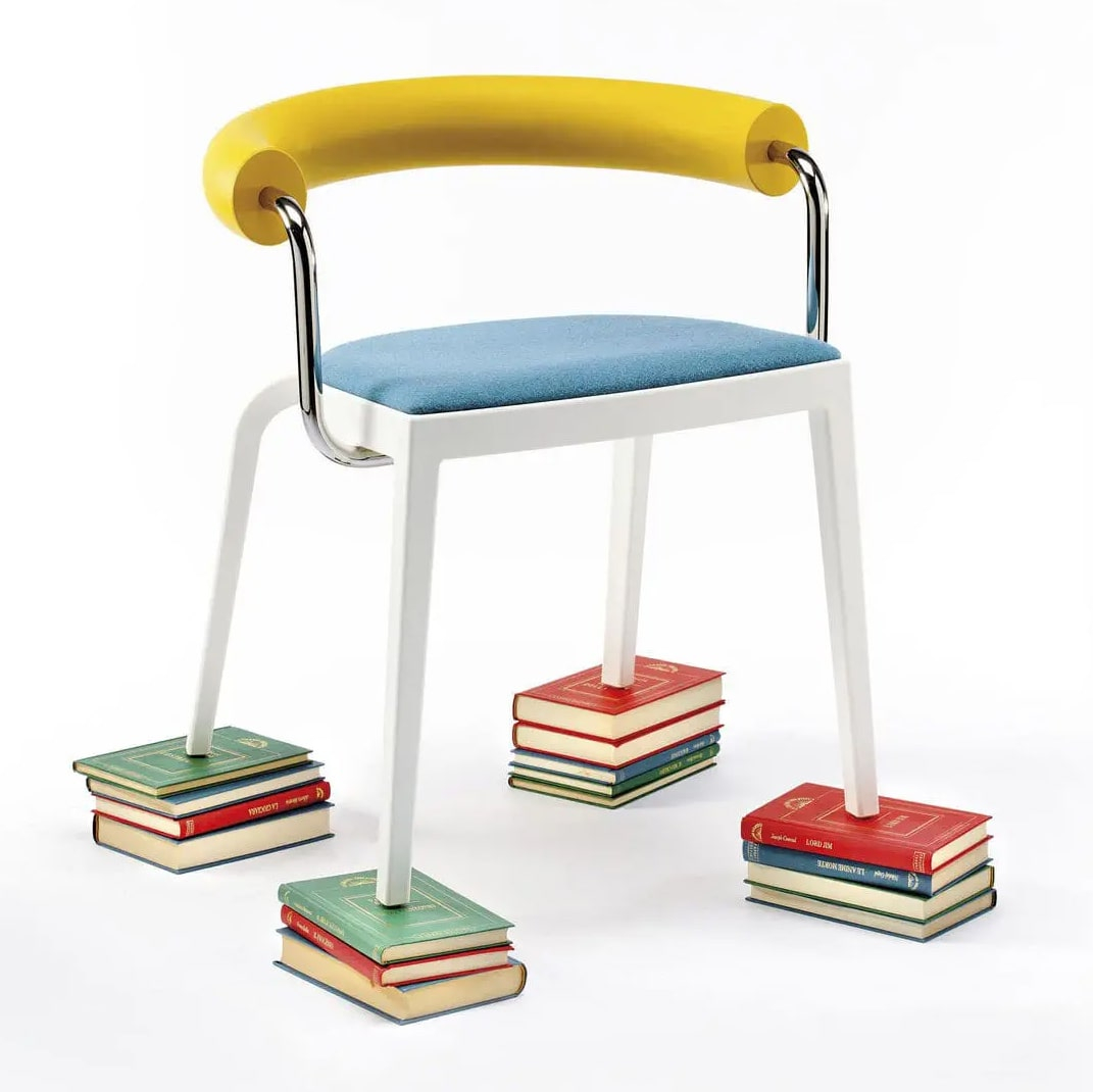 Polypropylene chair with polyurethane backrest and arms steel support A-Bi 20s uph