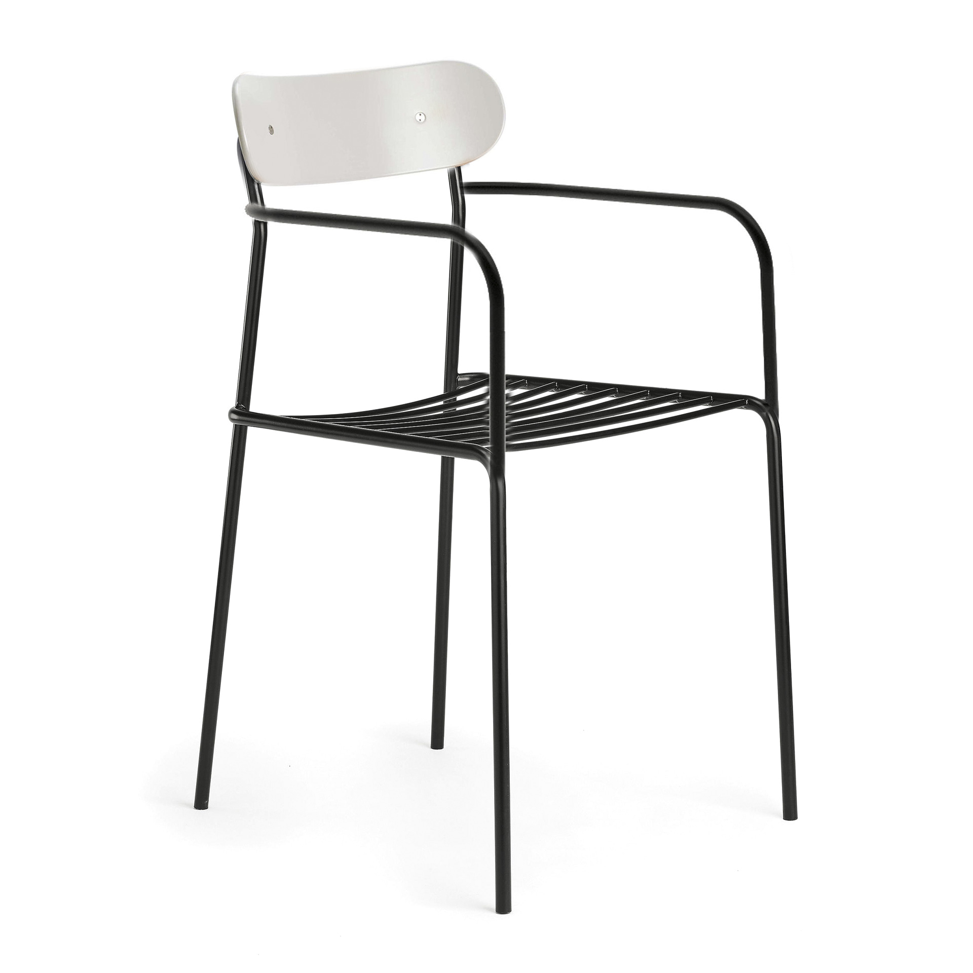 Patio metal chair with plastic back