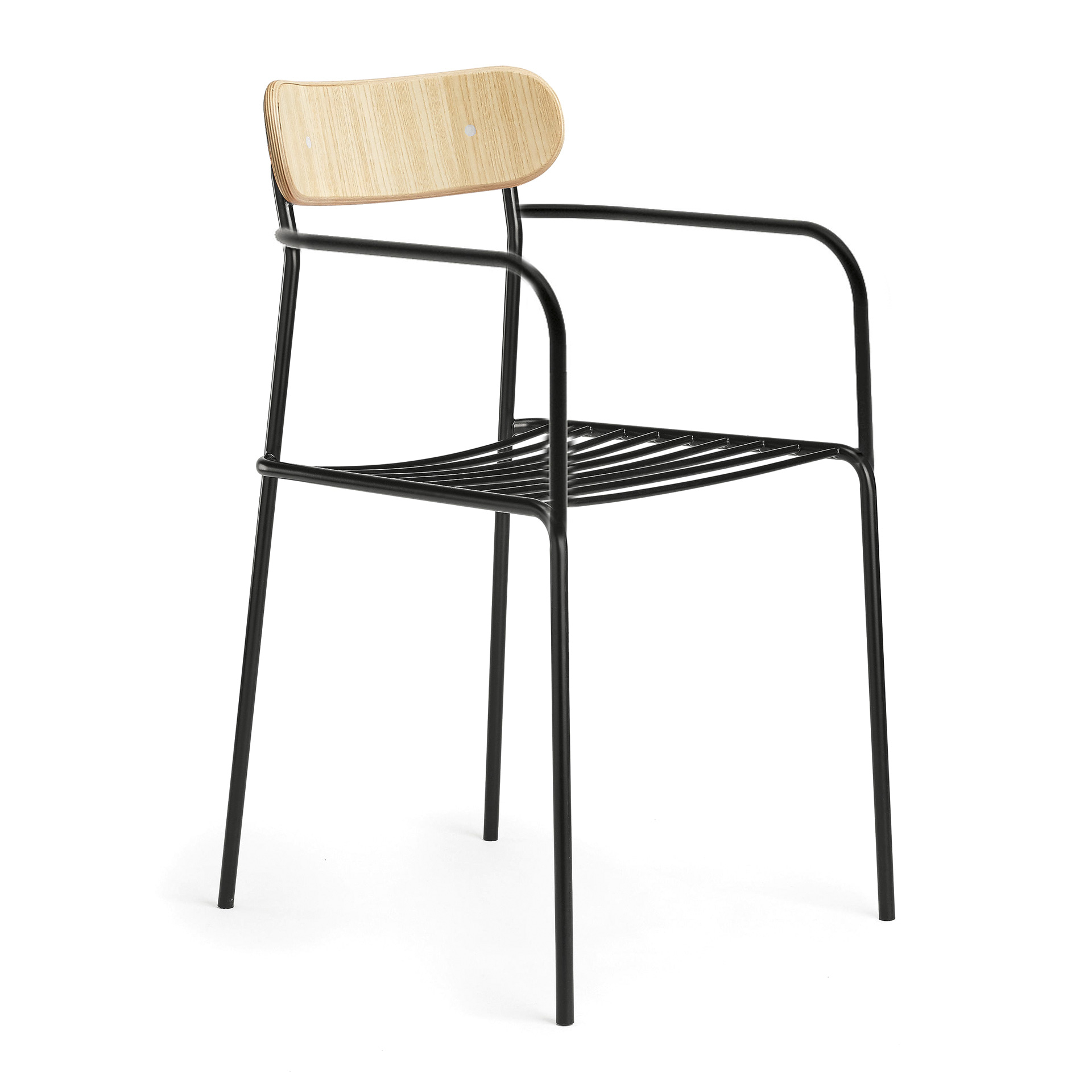 Stackable metal chair with wooden back B-Uti W