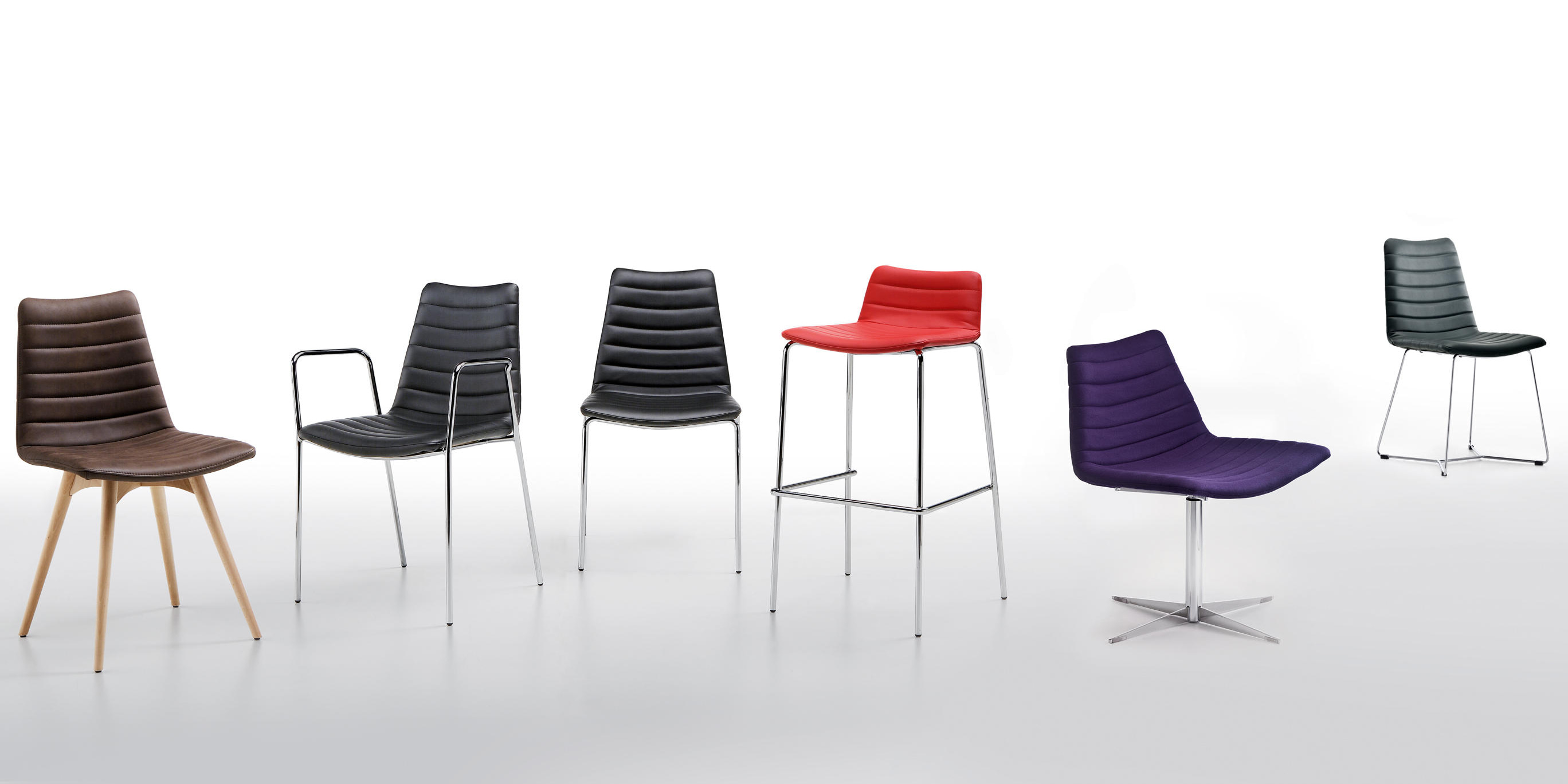 Steel bar stool with shell in fabric or leather H-Cover M TS