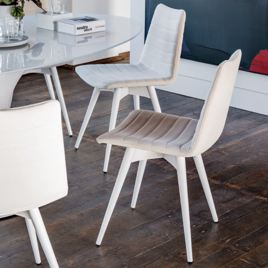 Wooden chair with shell in fabric or leather A-Cover R TS