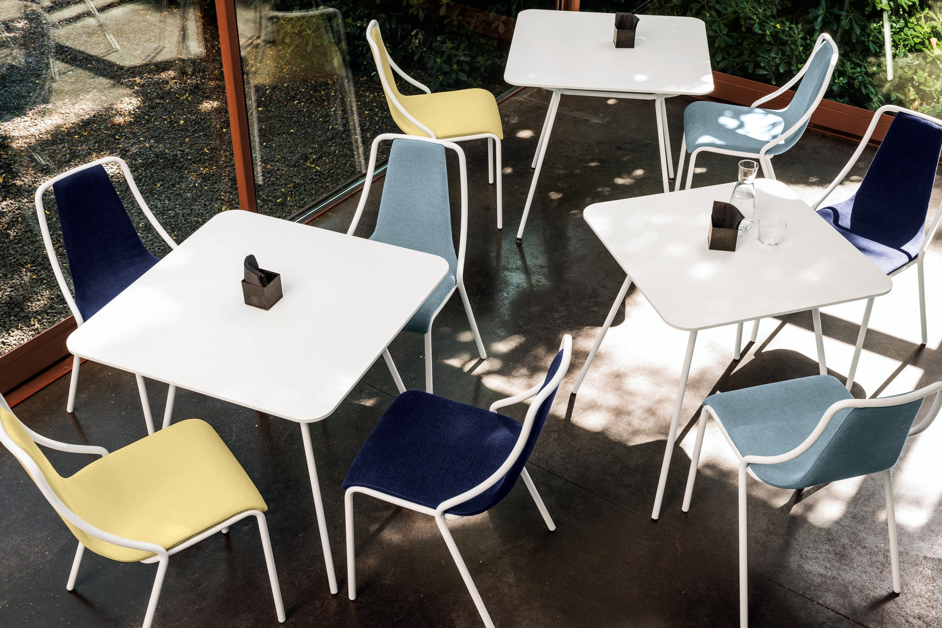 Stackable steel chair with shell in fabric or leather A-Ola SM TS