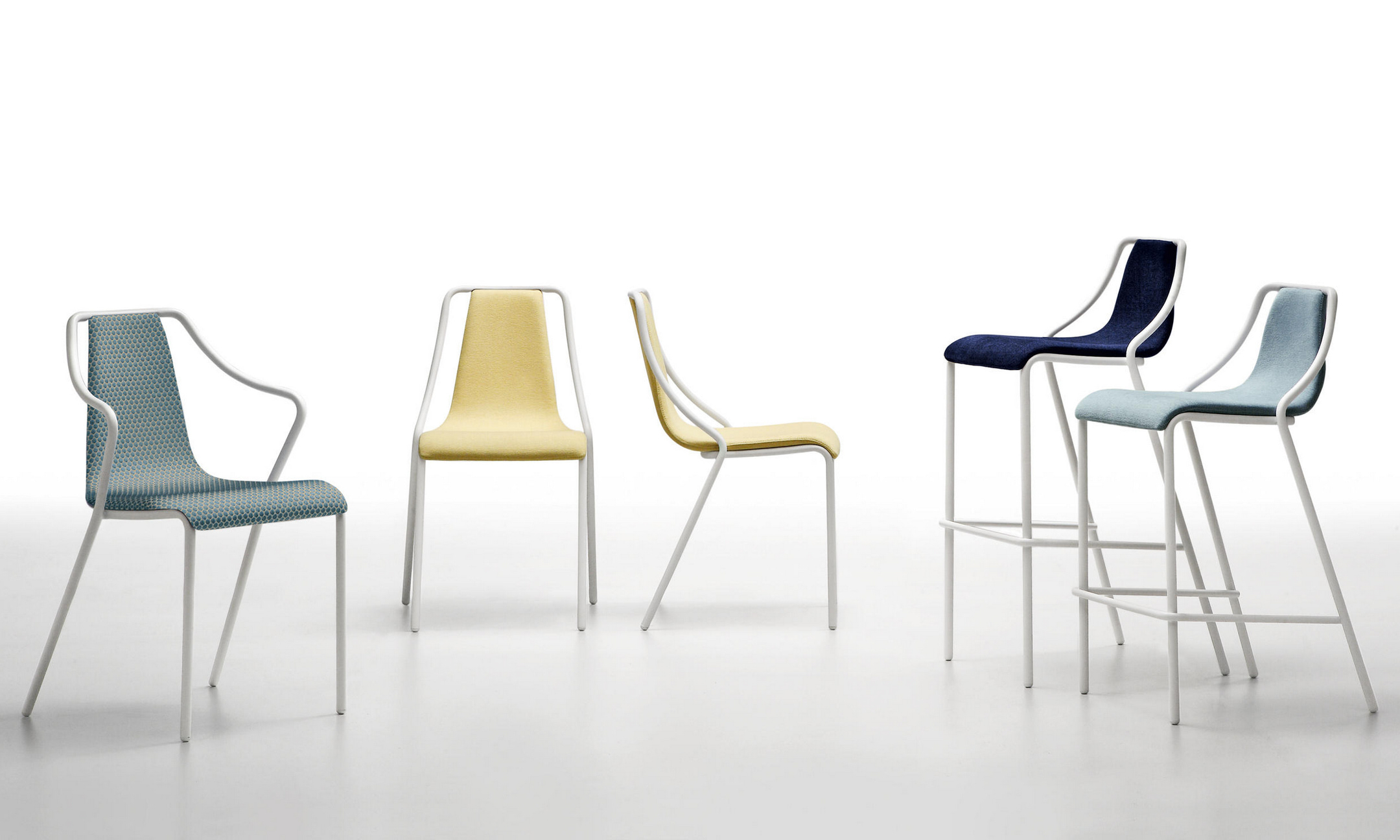 Stackable steel chair with shell in fabric or leather A-Ola SM TS