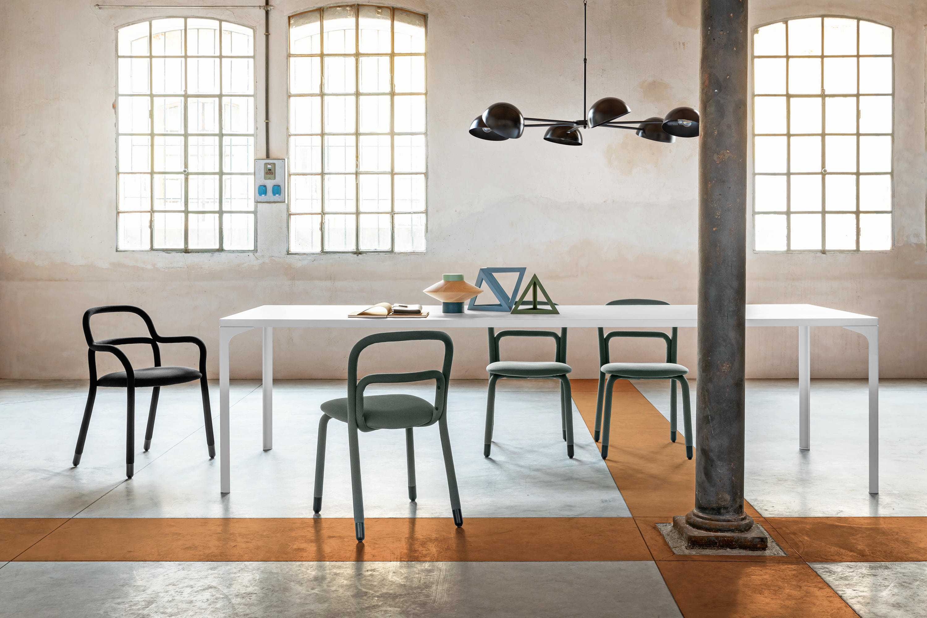 Steel chair сompletely upholstered in fabric A-Pippi SR TS
