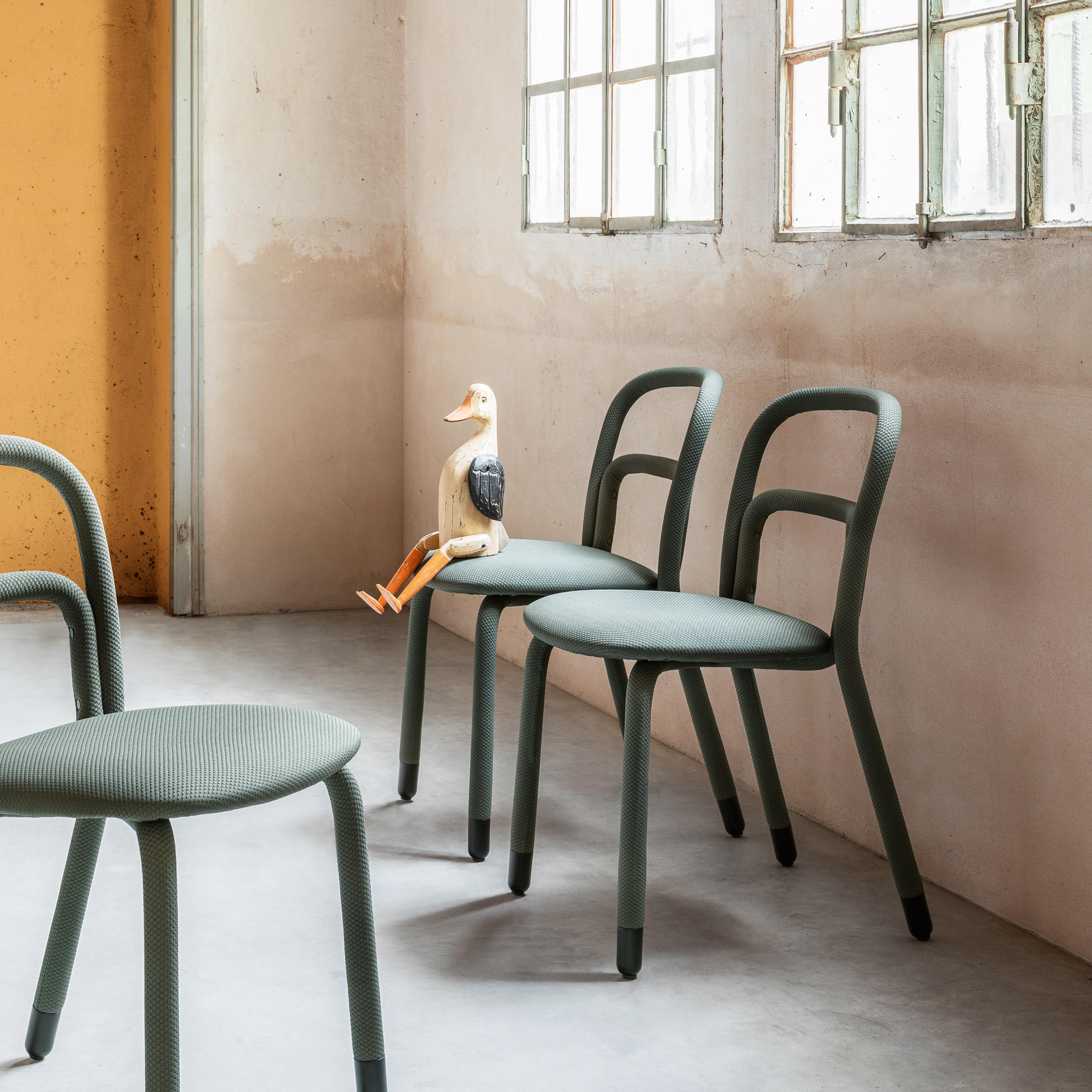 Steel chair сompletely upholstered in fabric A-Pippi SR TS