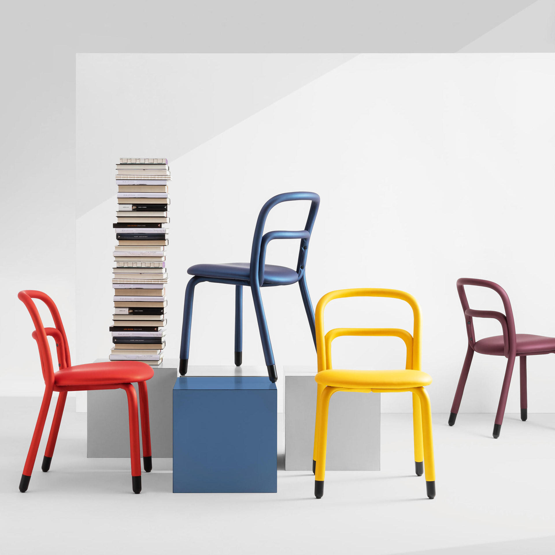 Steel chair сompletely upholstered in fabric A-Pippi SR TS